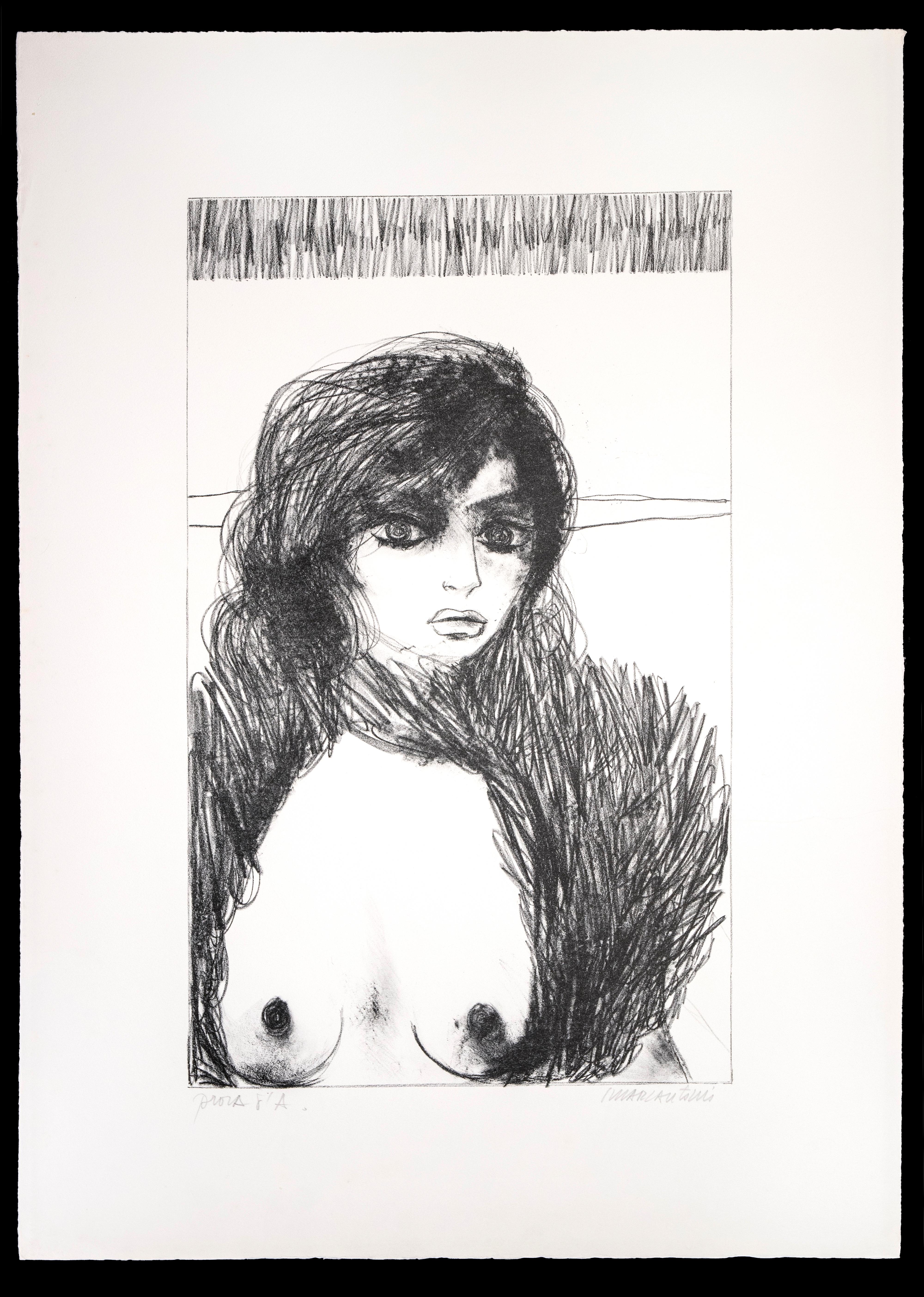 Nude - 8 - Original Lithographie von Carlo Marcantonio - 1970 ca.