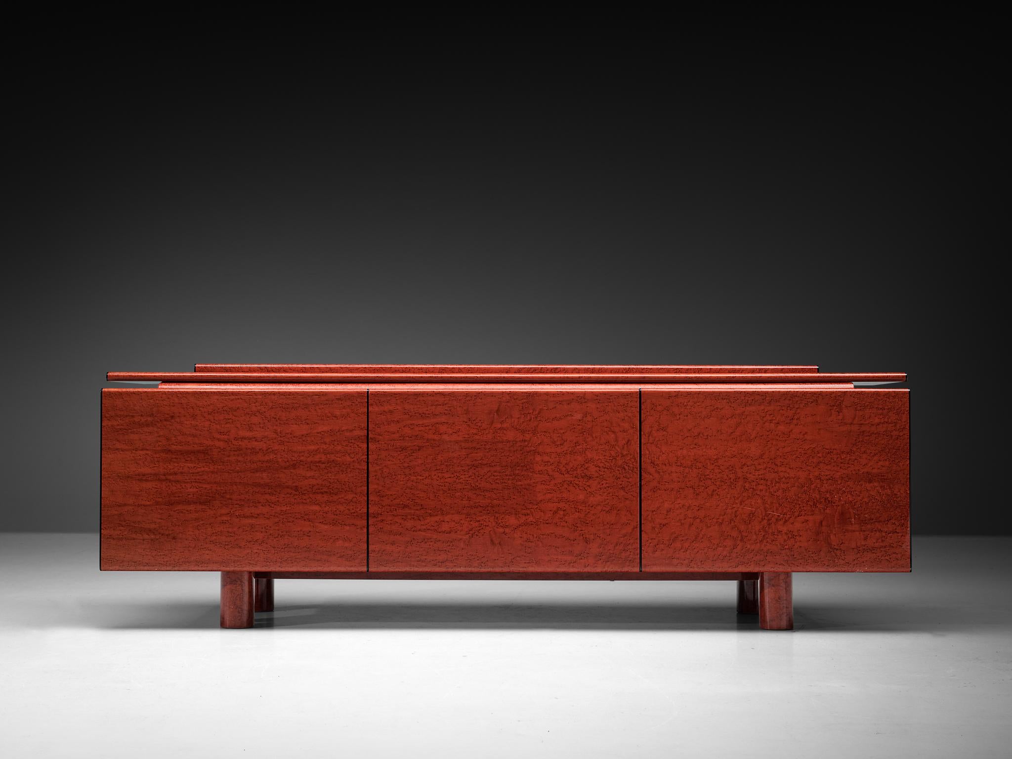 Mid-Century Modern Carlo Marelli & Massimo Molteni 'Tula' Sideboard in Red Birdseye Maple For Sale