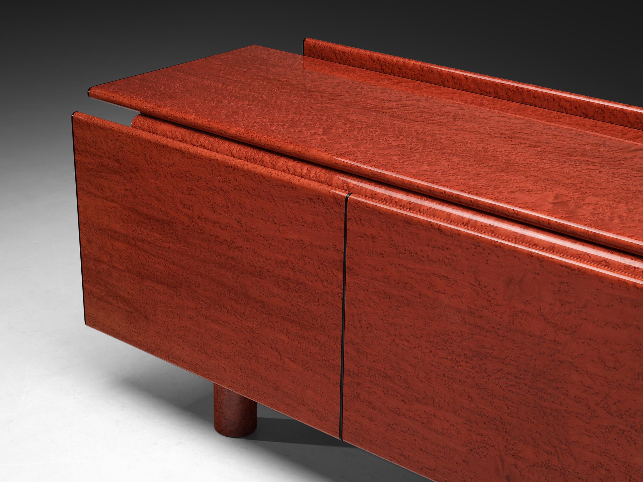 Italian Carlo Marelli & Massimo Molteni 'Tula' Sideboard in Red Birdseye Maple For Sale