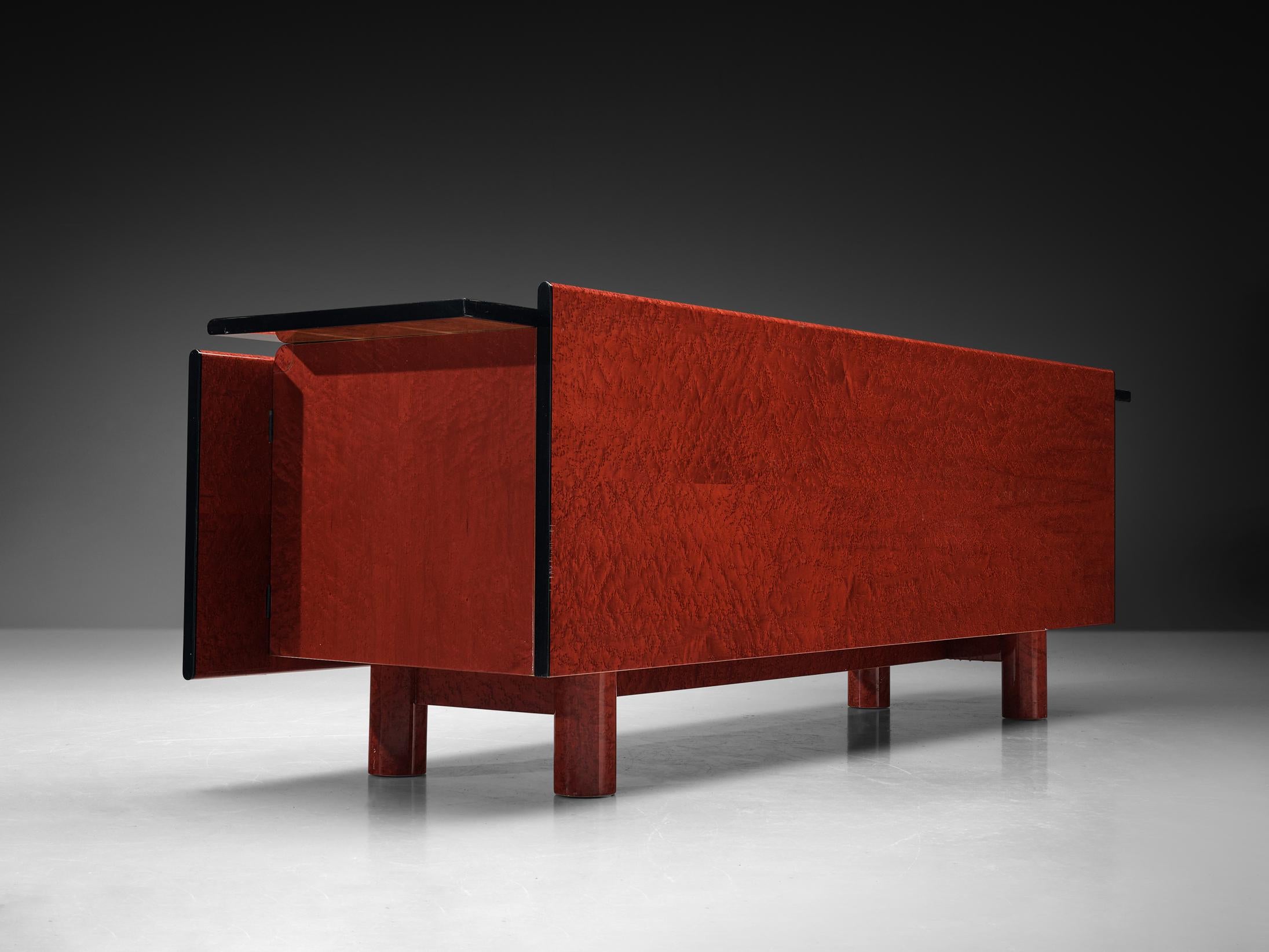 Late 20th Century Carlo Marelli & Massimo Molteni 'Tula' Sideboard in Red Birdseye Maple For Sale