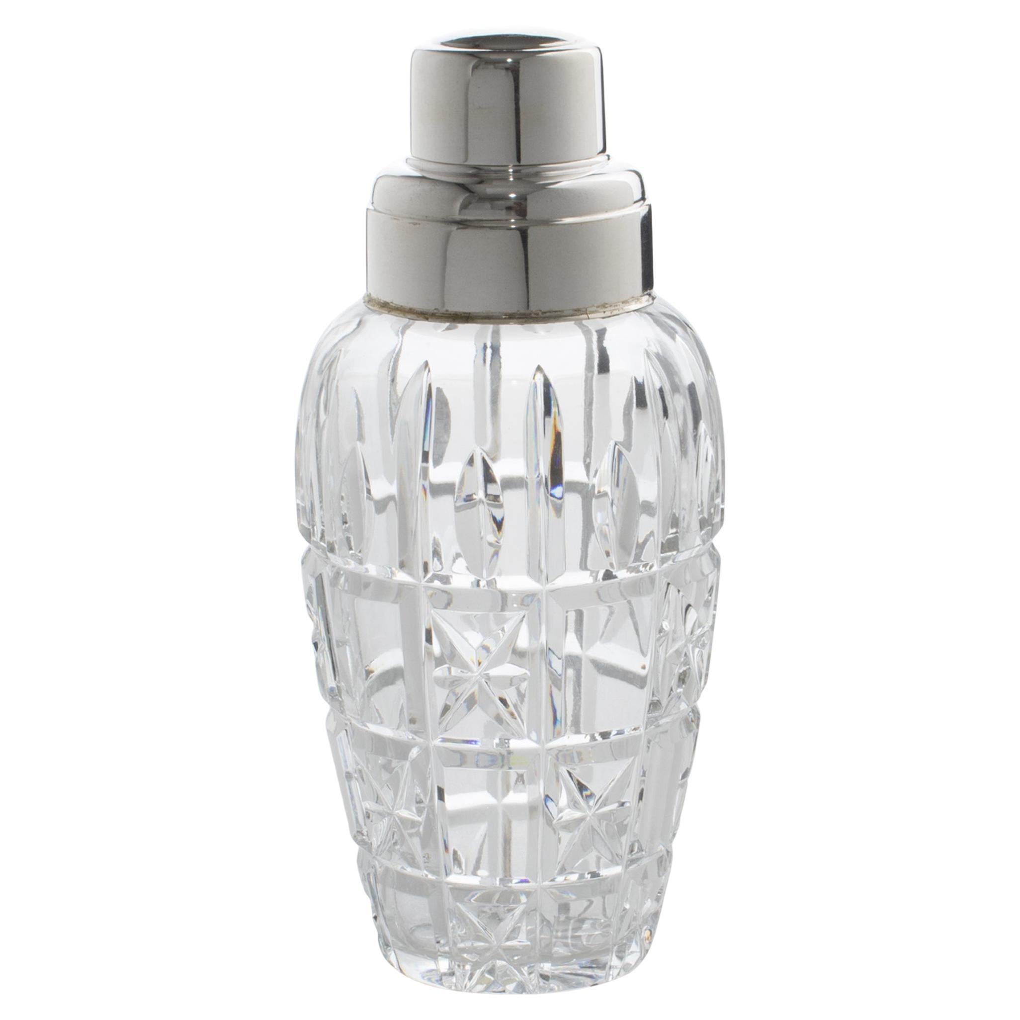 Carlo Masini Crystal and Silver Plate Barware Martini Cocktail Shaker circa 1950