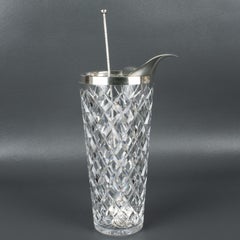 Carlo Masini Sterling Silver and Crystal Barware Cocktail Martini Pitcher Set