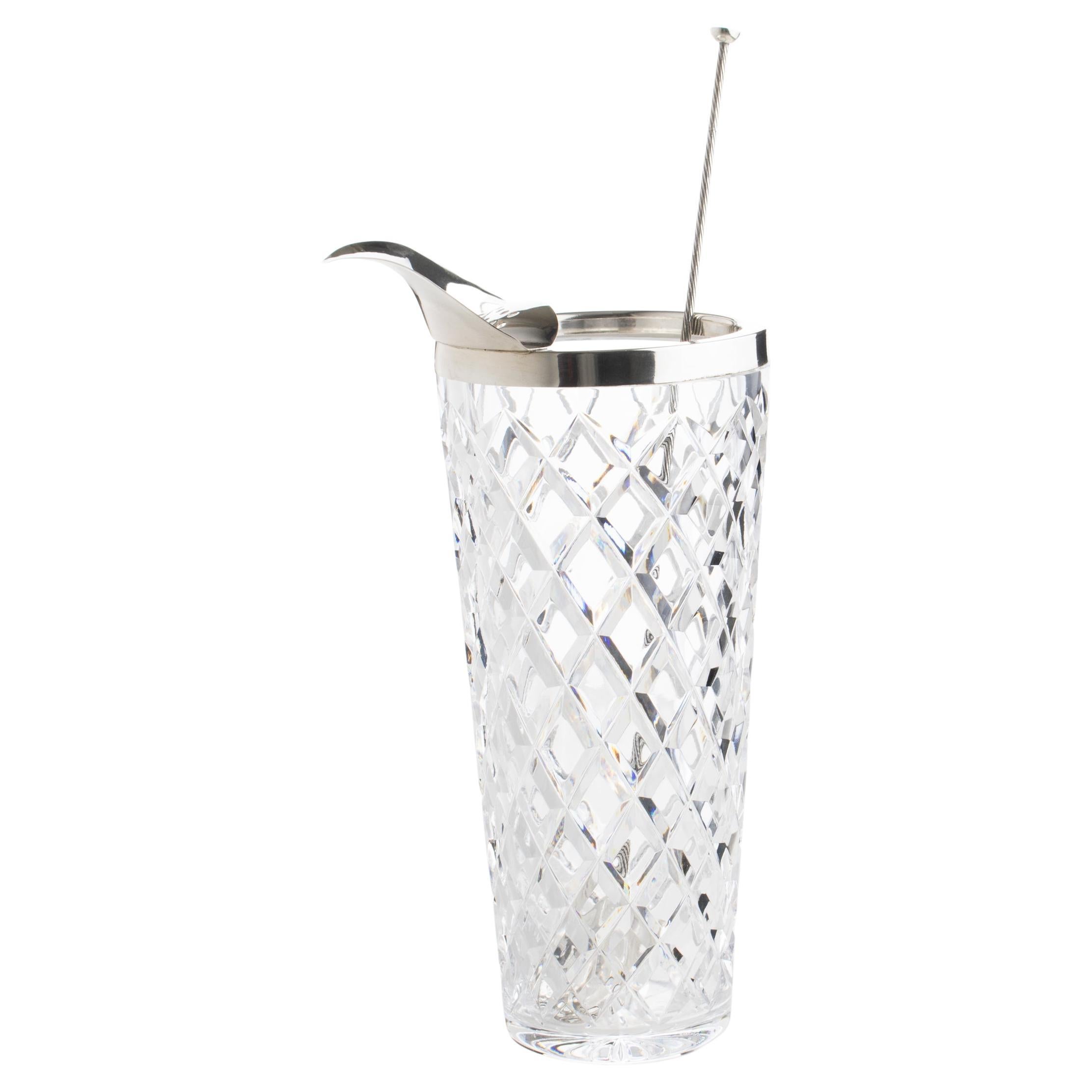 Carlo Masini Sterling Silver and Crystal Barware Cocktail Martini Pitcher Set