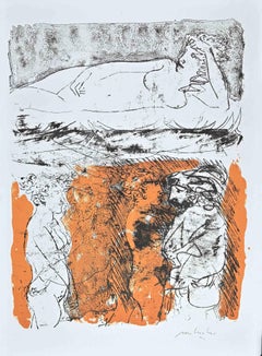 Amantes y desnudos  -  Aguafuerte de Carlo Mattioli - Años 70