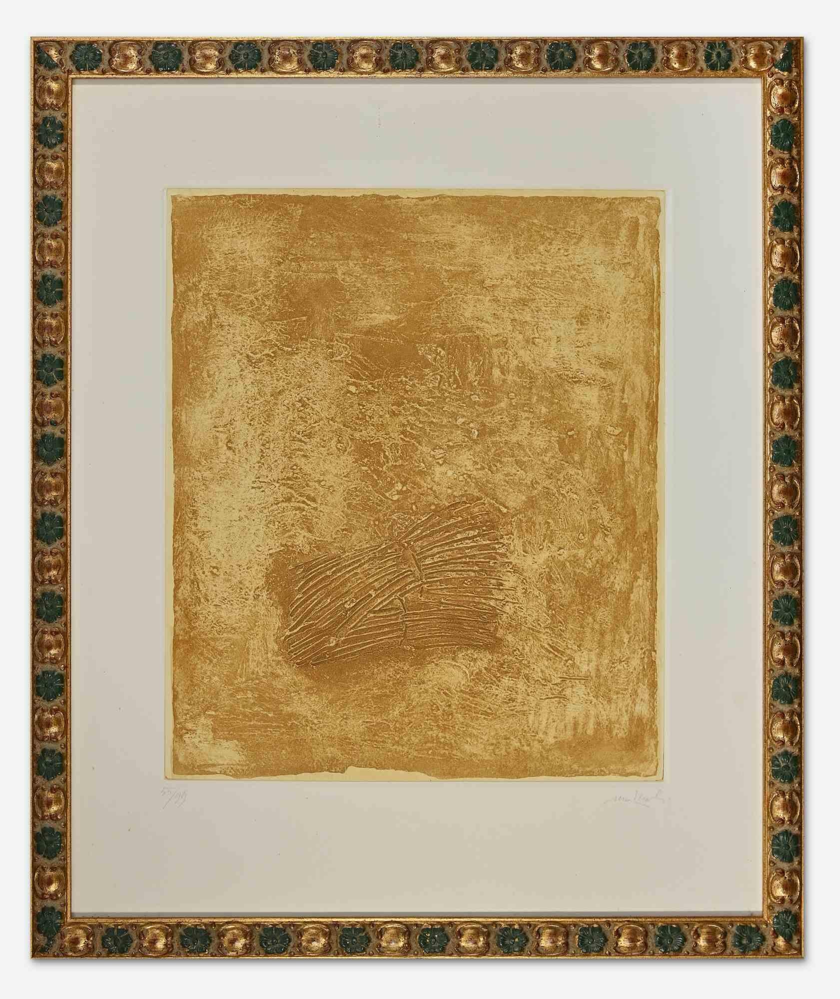 Sheaves of wheat is an original modern artwork realized by Carlo Mattioli in 1988.

Mixed colored etching.

Hand signed and dated on the lower margin.

Edition of 55/99.

Includes frame: 65 x 54.

Label on the back.

Original title: Covoni di grano

