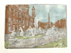 Piazza Navona - Serigrafia di Carlo Mazzoni - Fine XX secolo