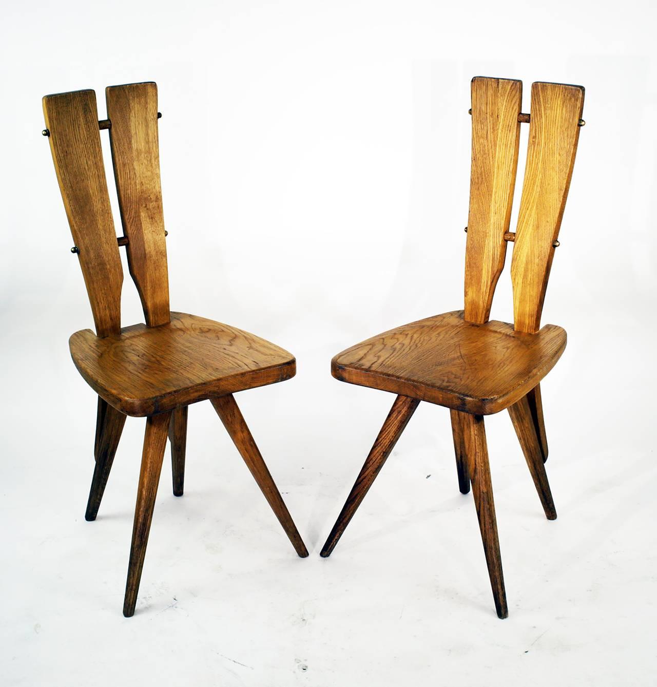 Mid-Century Modern Pair of Side Chairs in the Manner of the Carlo Mollino Casa del Sole Chairs For Sale