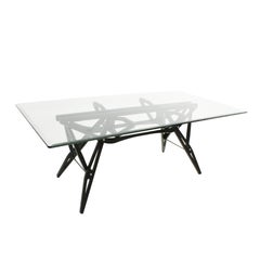 Carlo Mollino Midcentury Modern Reale Glass Square Dinning Table by Zanotta