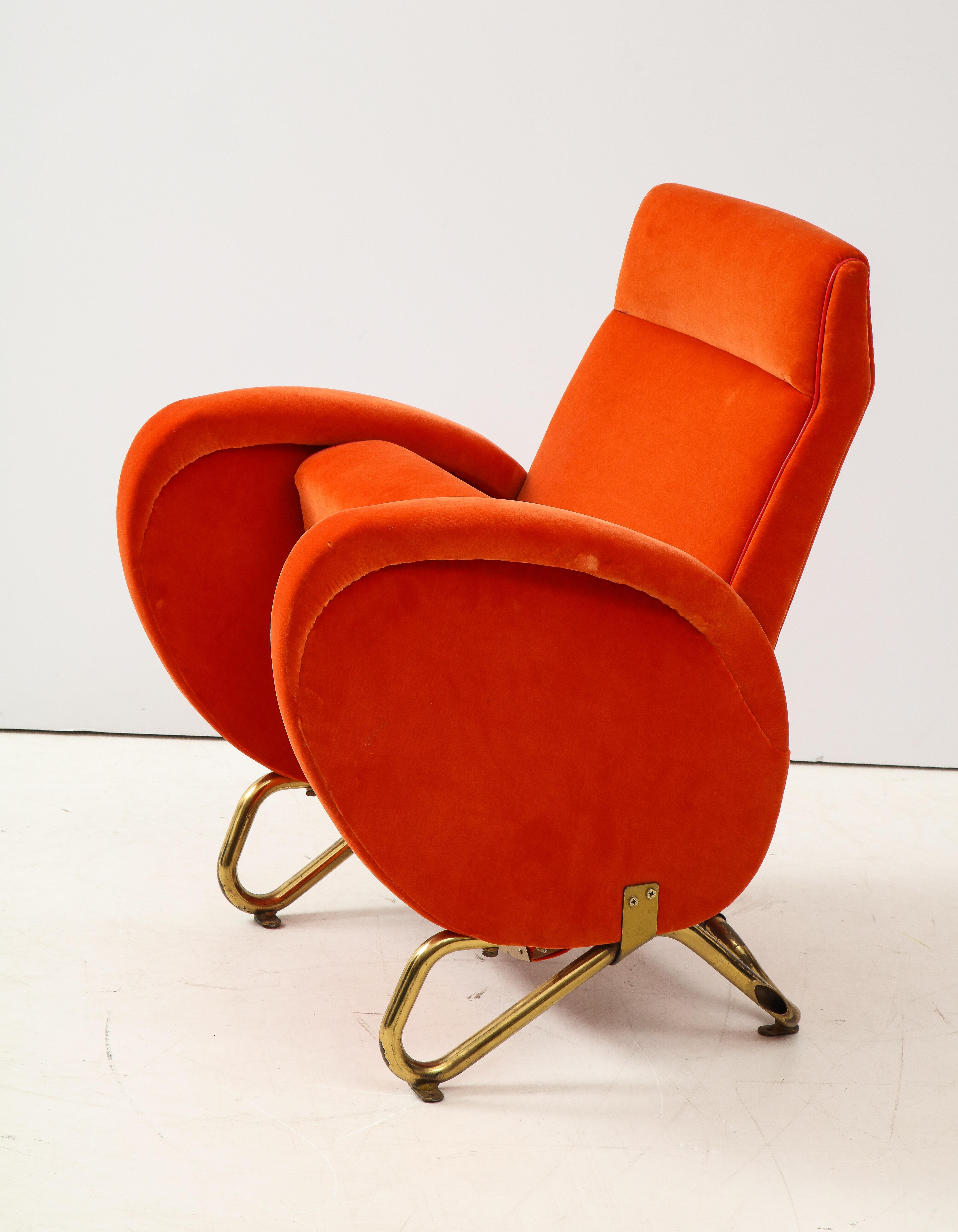 Carlo Mollino, Brass and Velvet Armchair from the RAI Auditorium, Italy, c. 1951 For Sale 2