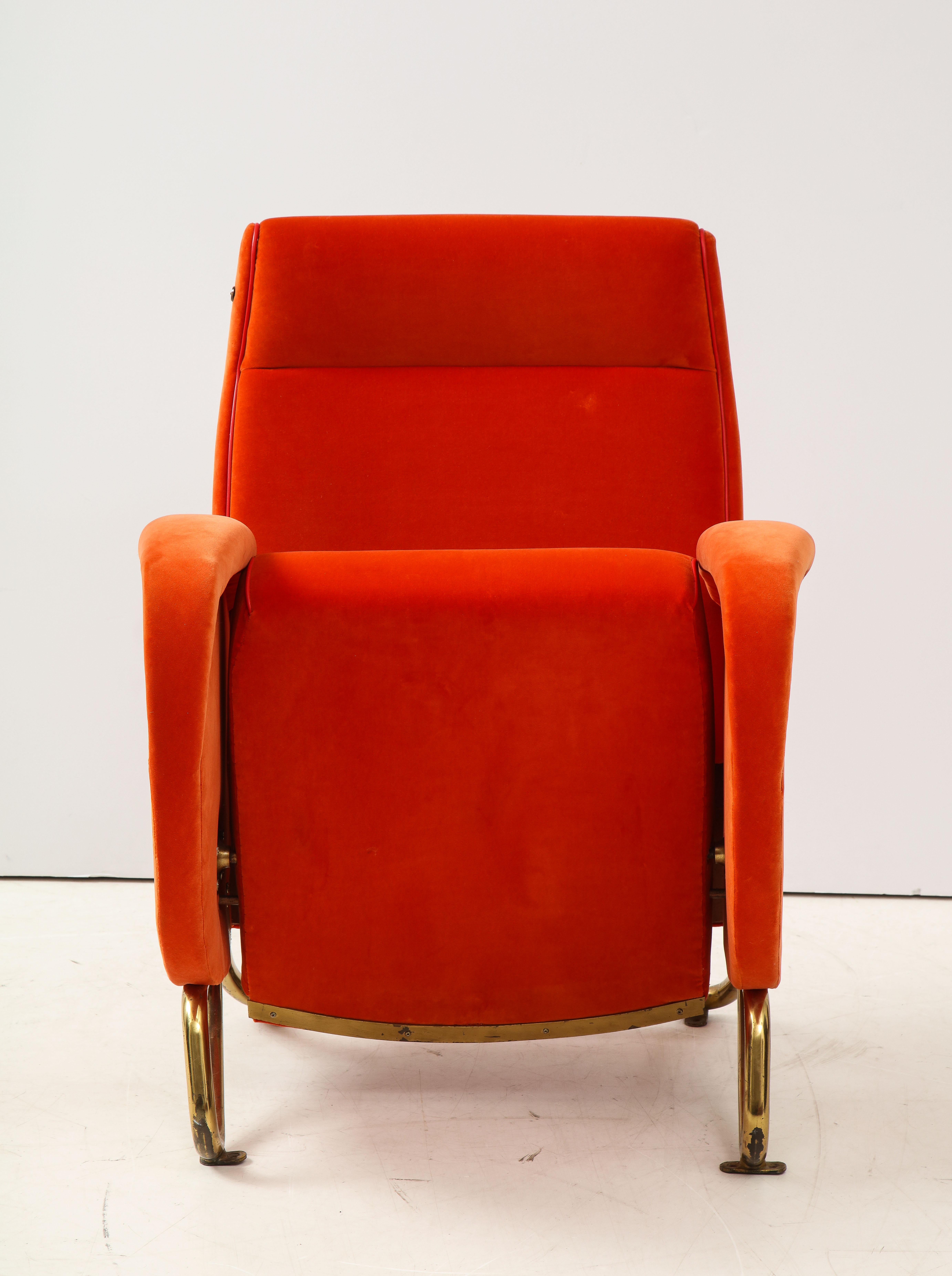 Carlo Mollino, Brass and Velvet Armchair from the RAI Auditorium, Italy, c. 1951 For Sale 3