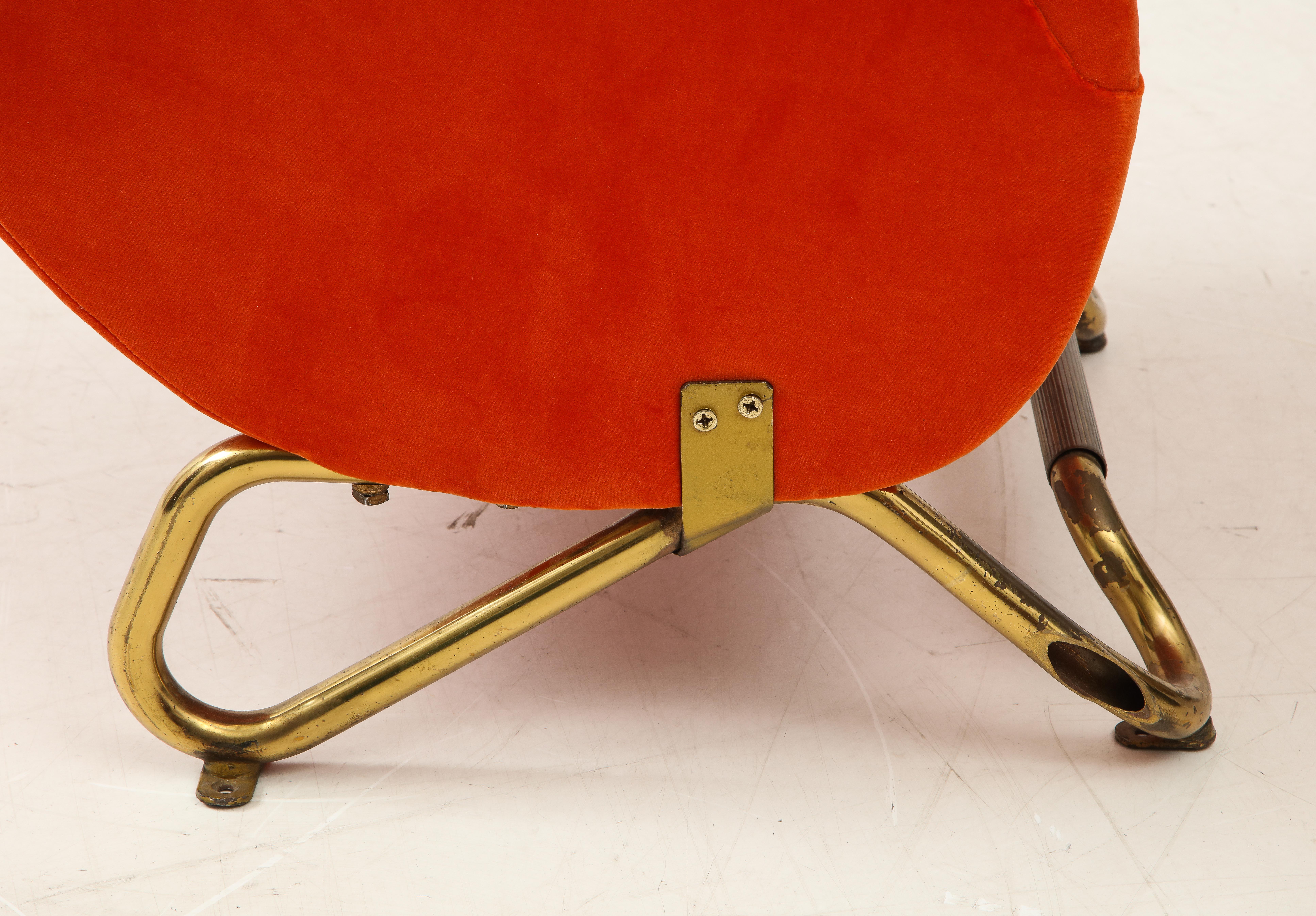Carlo Mollino, Brass and Velvet Armchair from the RAI Auditorium, Italy, c. 1951 For Sale 4
