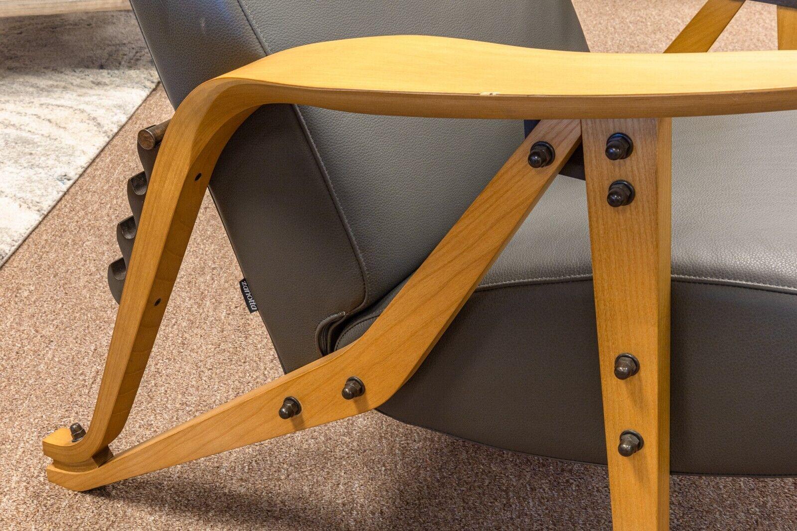 Carlo Mollino Contemporary Modern Gilda Grey Leather Lounge Chair by Zanotta 6