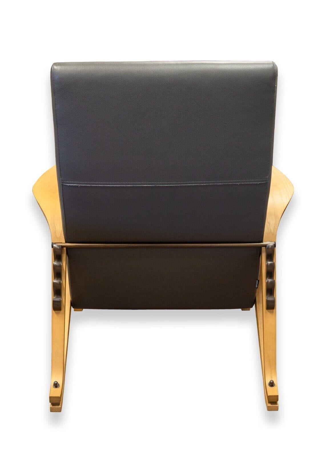 Carlo Mollino Contemporary Modern Gilda Grey Leather Lounge Chair by Zanotta 1