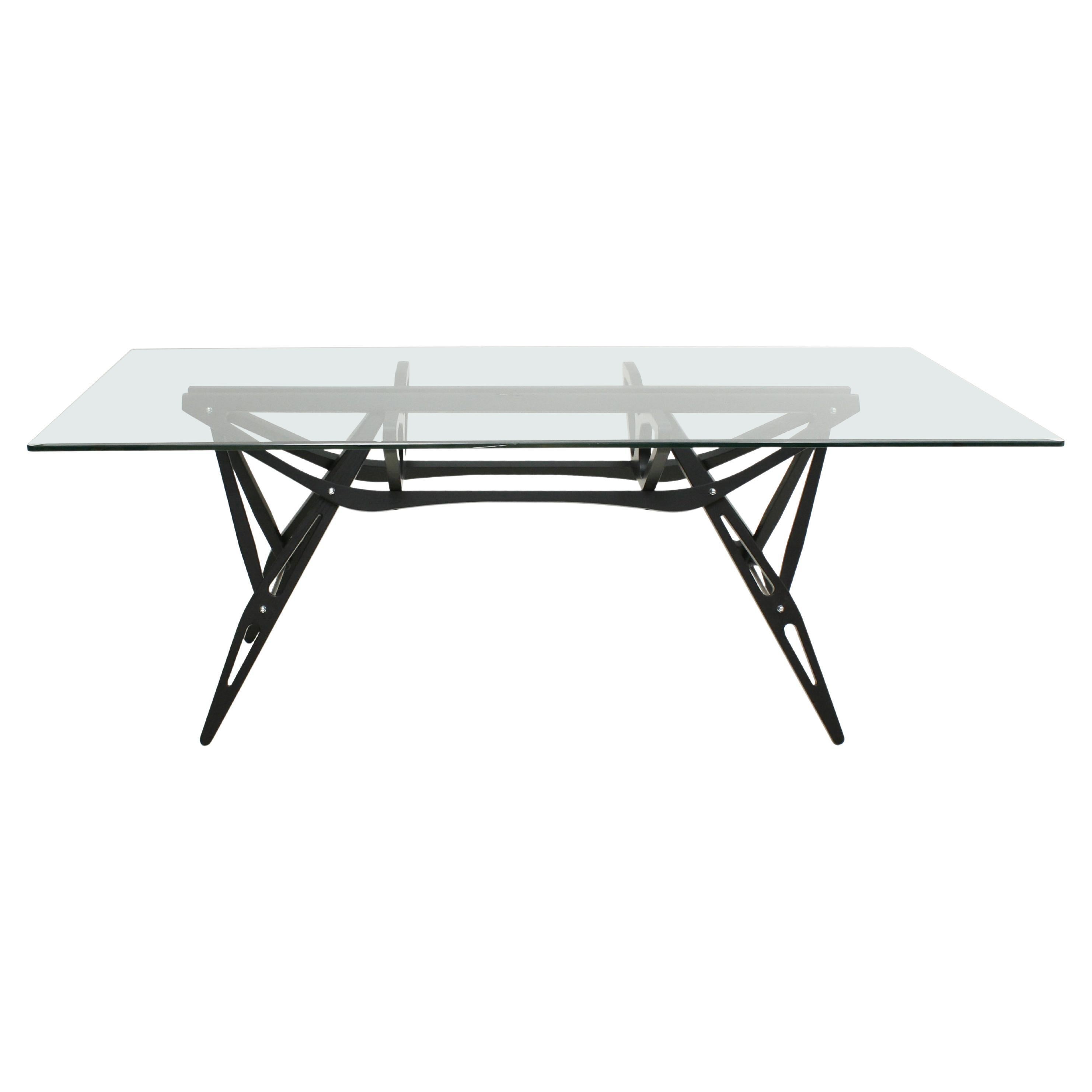 Carlo Mollino Midcentury Modern Reale Glass Square Dinning Table by Zanotta
