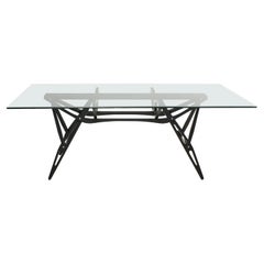 Carlo Mollino Midcentury Modern Reale Glass Square Dinning Table by Zanotta