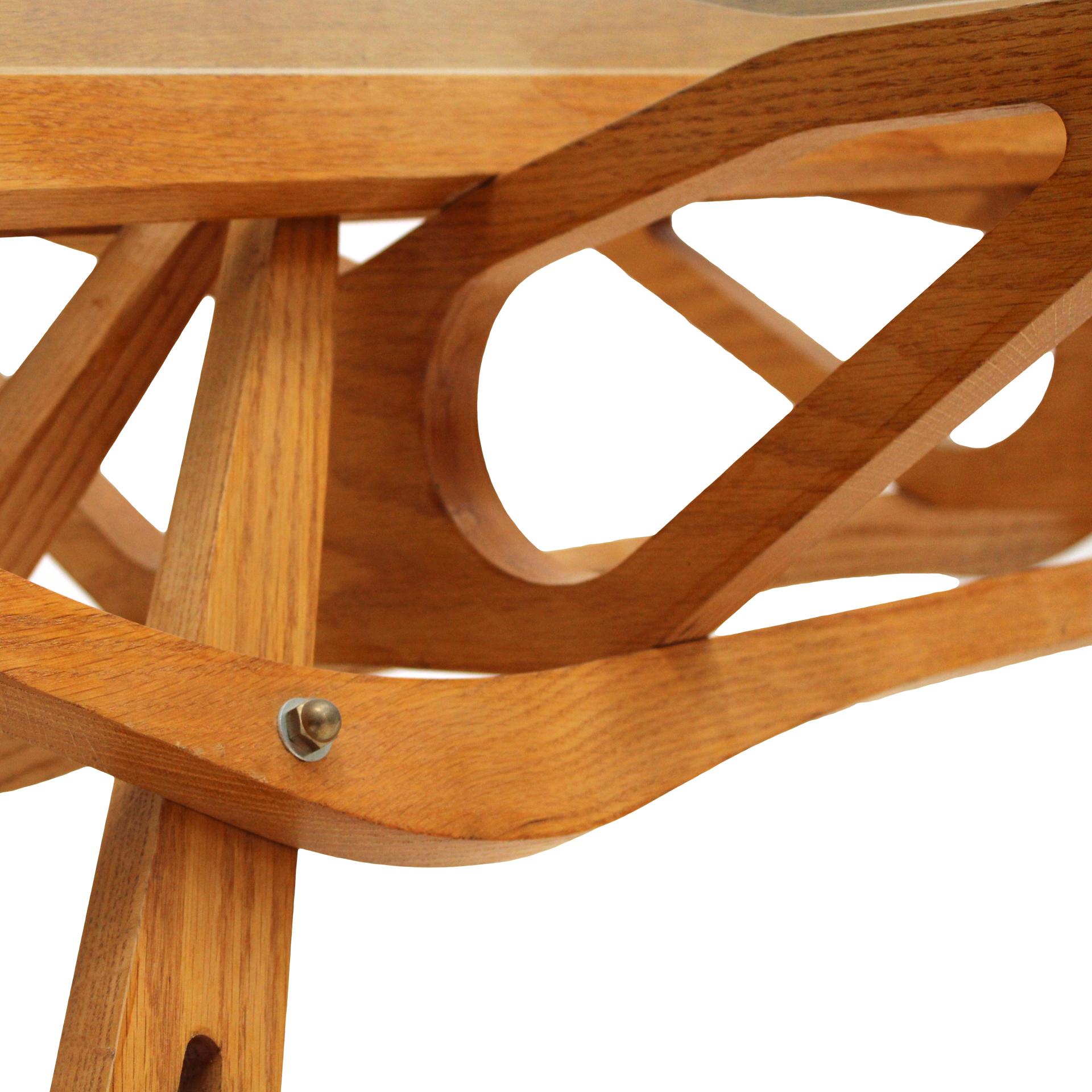 Glass Carlo Mollino Mid-Century Modern Reale Square Italian Table Made of Oak Wood For Sale