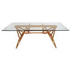 Carlo Mollino Moderner, realer, quadratischer, italienischer Tisch aus Eichenholz aus der Mitte des Jahrhunderts