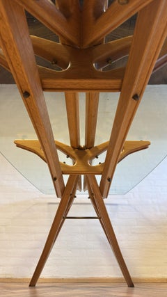 Carlo Mollino Oak and Glass Table, Italy, circa 1950s–1960s