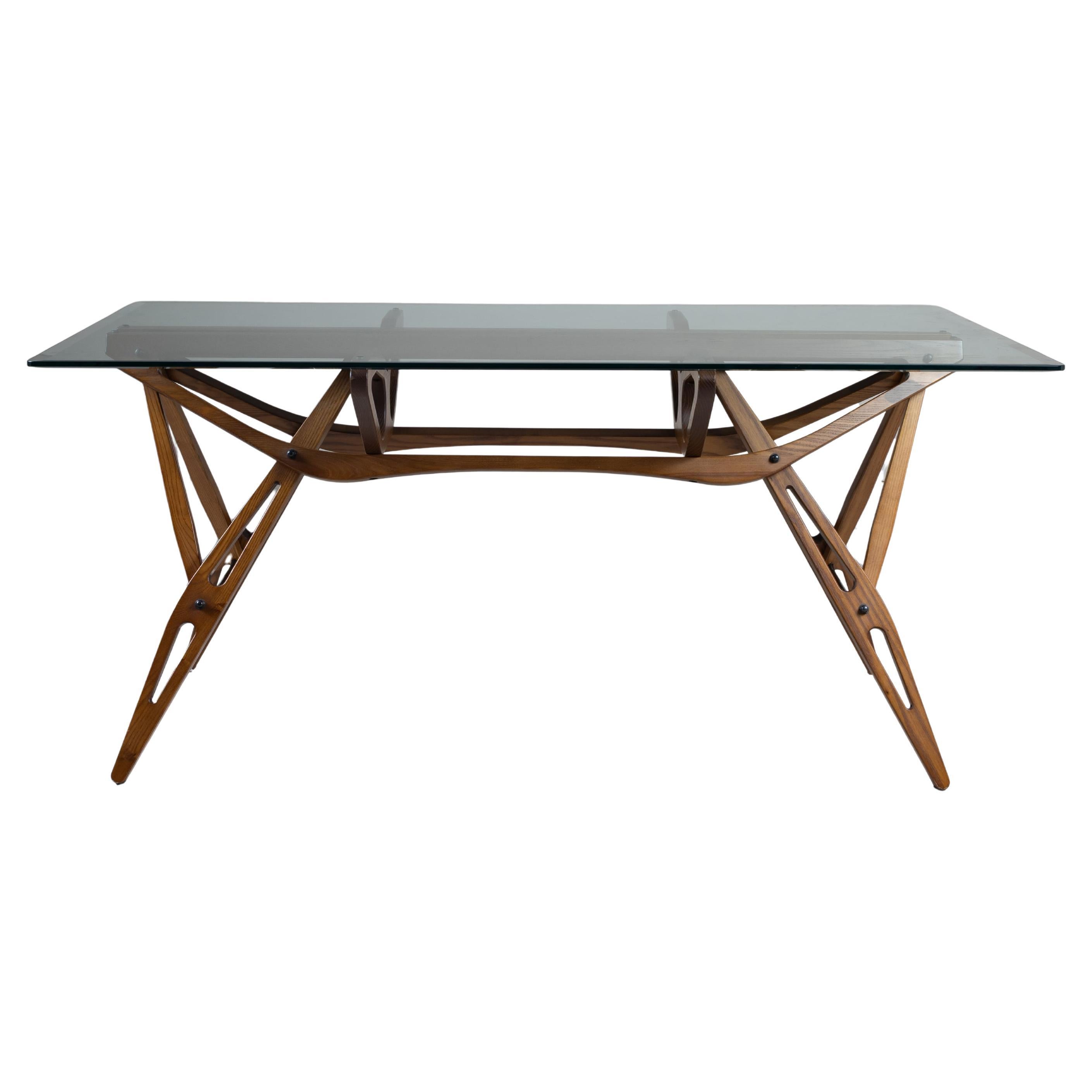 Table rectangulaire "Reale" en Wood et verre pour Zanotta, Carlo Mollino, 1980 en vente