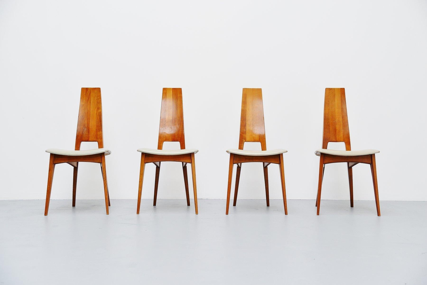 Mid-Century Modern Carlo Mollino Style Dinner Chairs, Italy, 1950