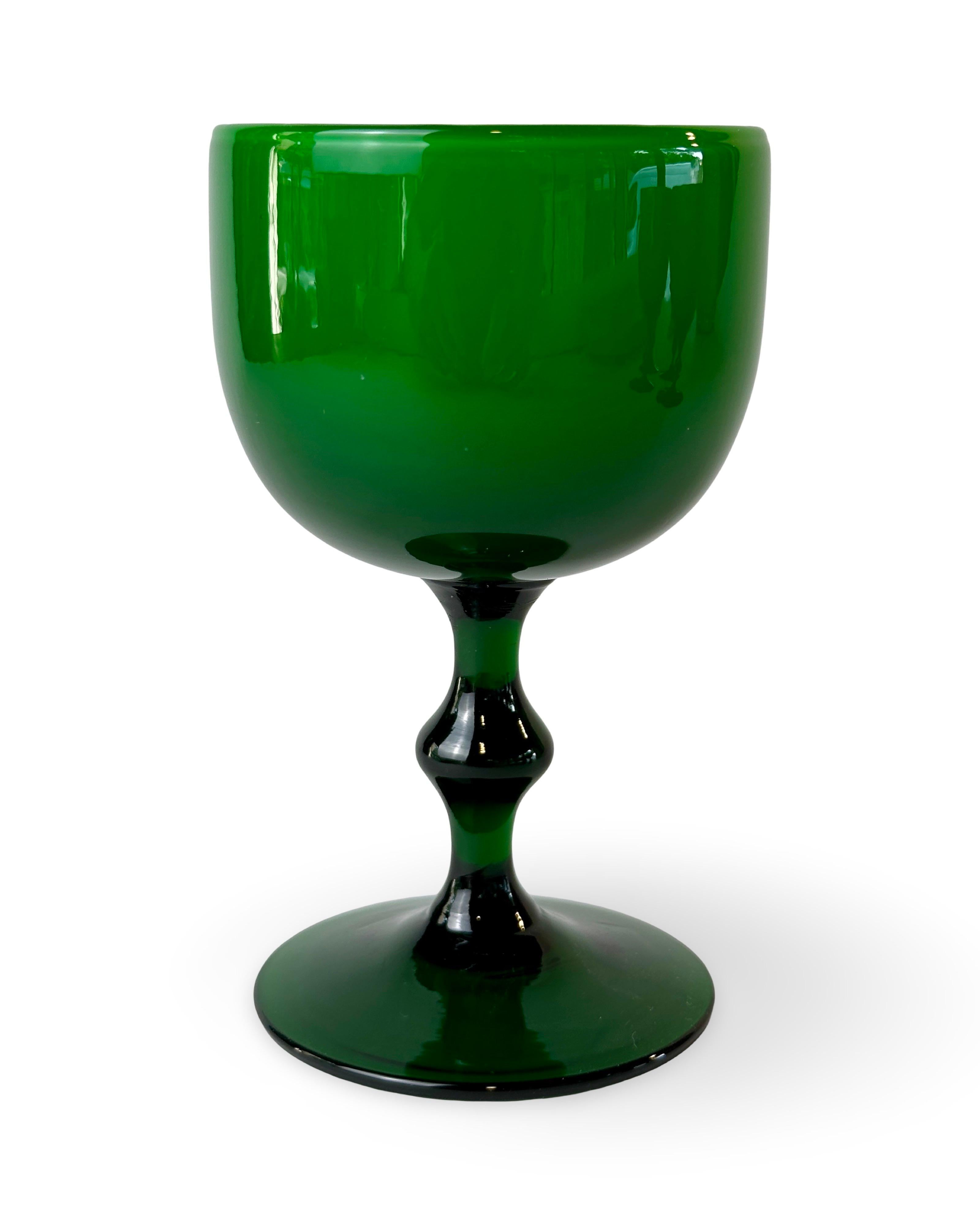 Carlo Moretti Copas de Vino Verde Esmeralda Estuchadas, Lote de 5 Moderno en venta