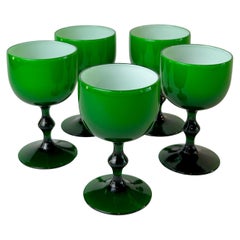 Carlo Moretti Calici da vino verde smeraldo incassati, set da 5
