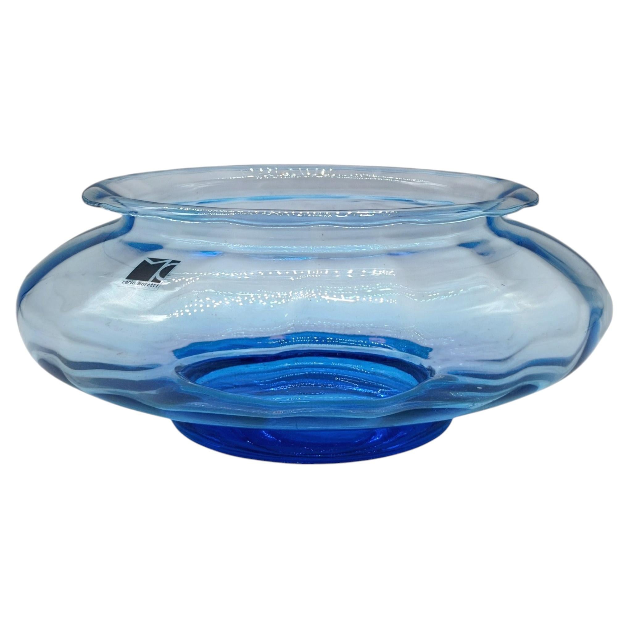 Pre-owned Carlo Moretti Blue Murano Glass Centerpiece, Italy, 1970s