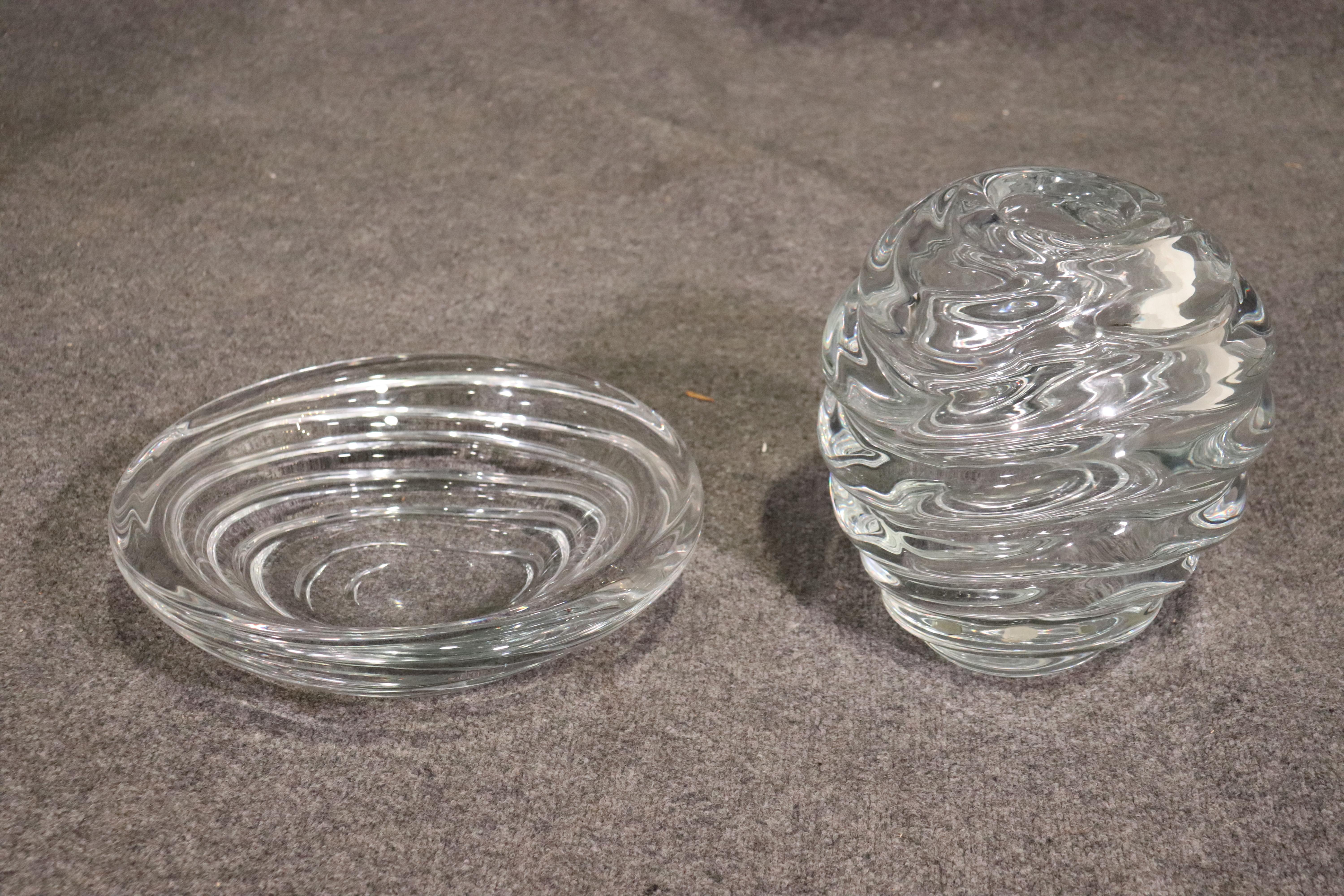 Mid-Century Modern Carlo Moretti for Murano Glass Venice Italy Large Mouth-Blown Vase and Bowl
