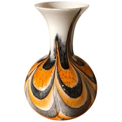 Carlo Moretti for Opaline Florence Orange and Grey Murano Glass Vase, circa 1970