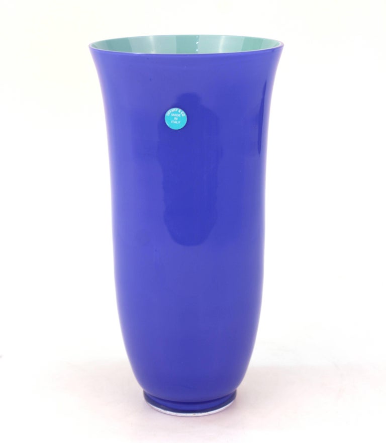 Carlo Moretti for Tiffany and Co. Vase in Violet Blue and Aqua