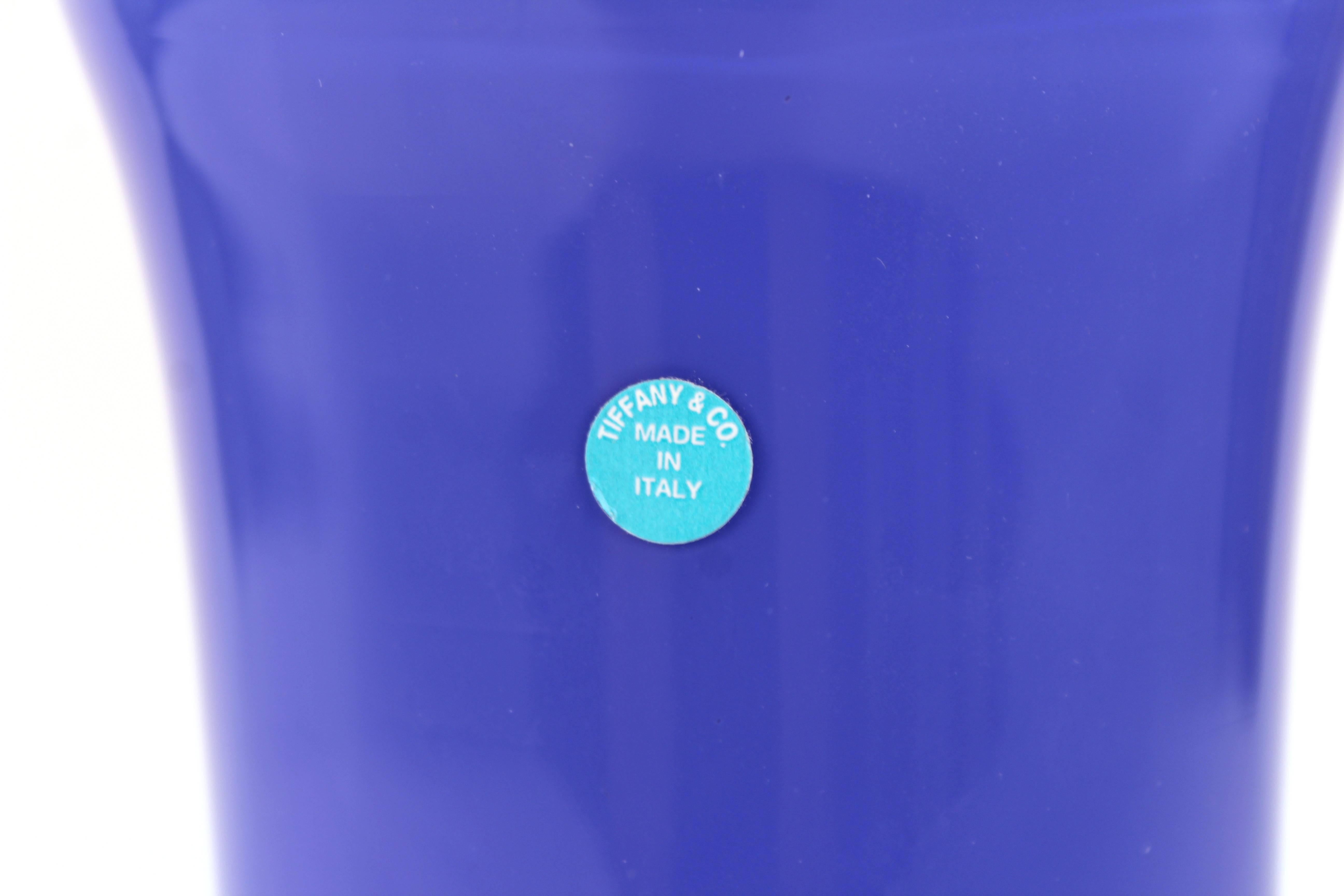 Mid-Century Modern Vase Carlo Moretti for Tiffany & Co. en bleu violet et aqua avec signature