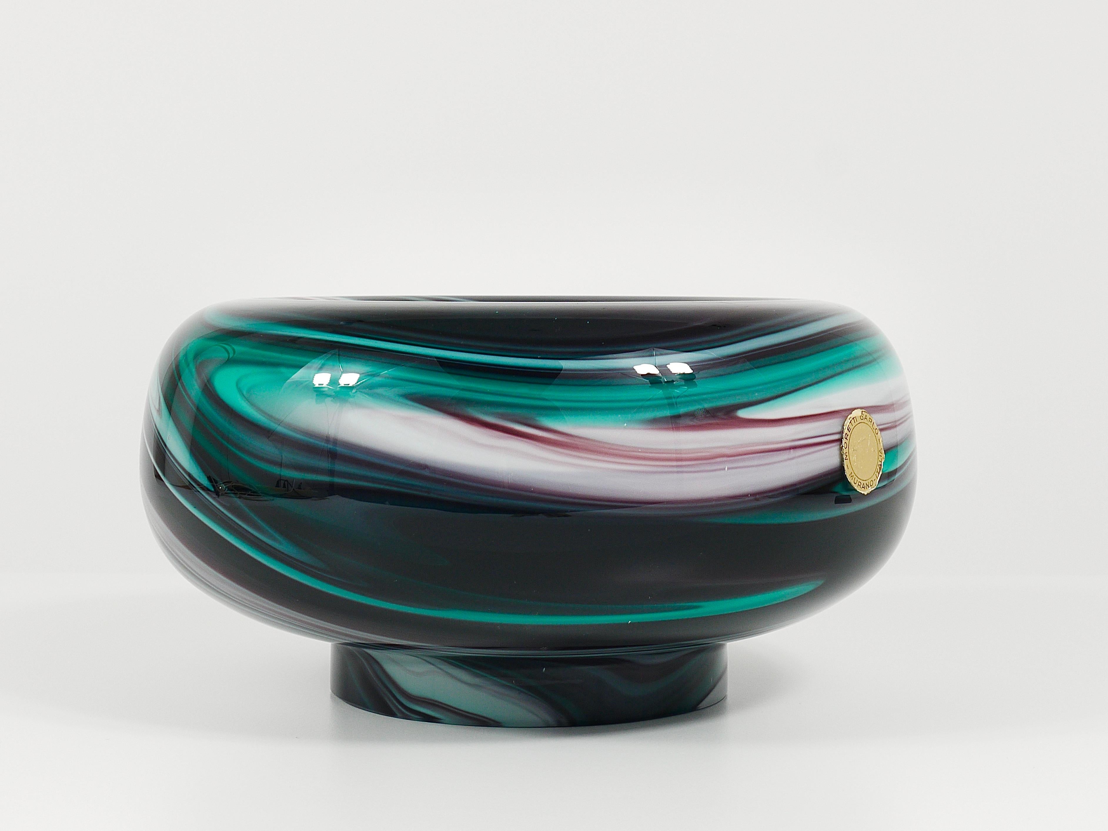 Carlo Moretti Gran cuenco de cristal de Murano Vide-Poche Bandeja de bolsillo, Italia, 1960 Hecho a mano en venta