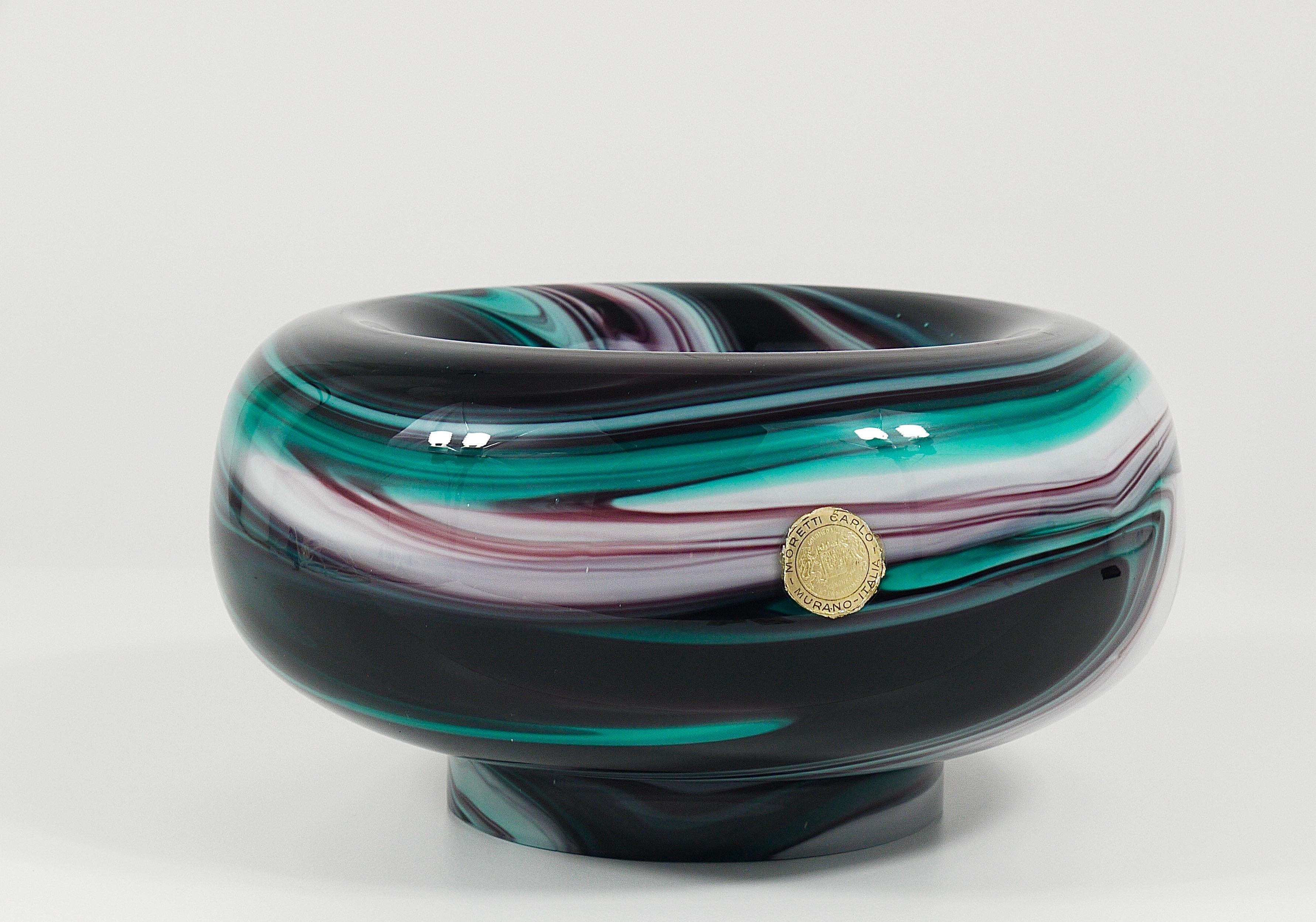 Carlo Moretti Gran cuenco de cristal de Murano Vide-Poche Bandeja de bolsillo, Italia, 1960 siglo XX en venta