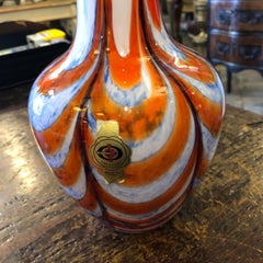 Carlo Moretti Mid-Century Modern Orange and Blue Opaline Italian Vase