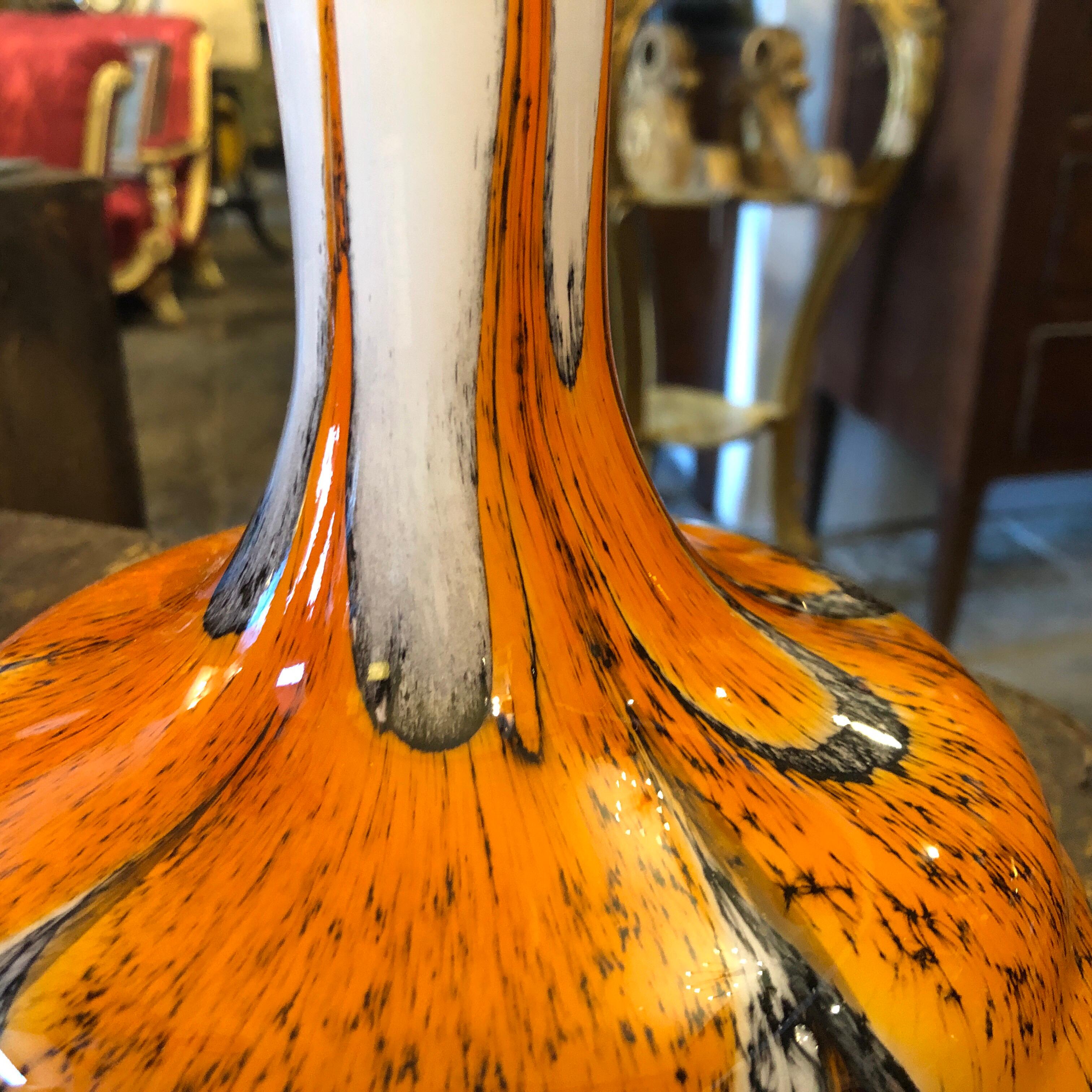 Opaline Glass Carlo Moretti Mid-Century Modern Orange and Grey Opaline Vase, circa 1970