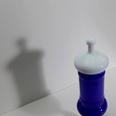 Carlo Moretti Murano Apothecary Jar, Cobalt Blue Cased Glass, Italy 1960s