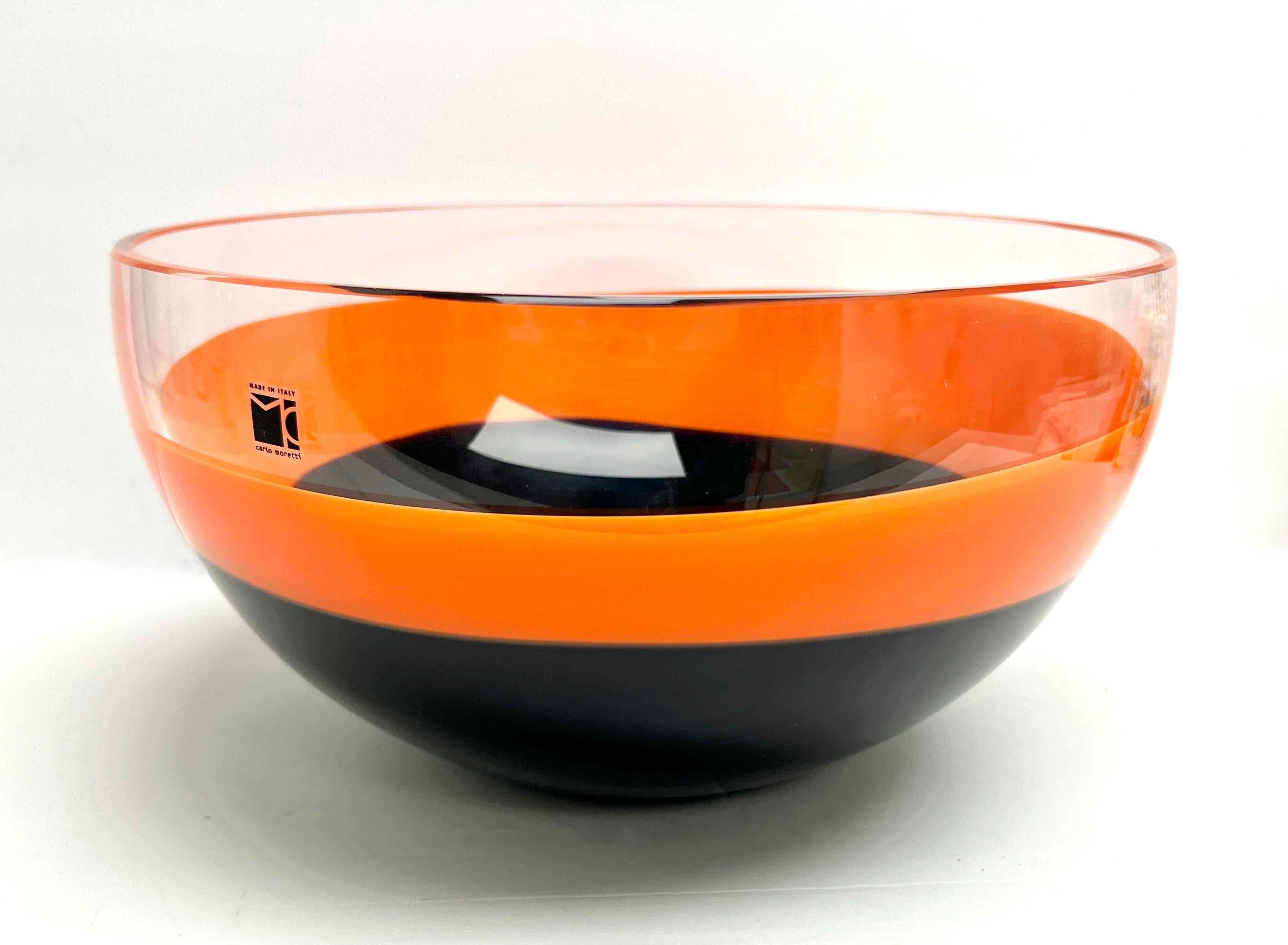 large orange glass bowl