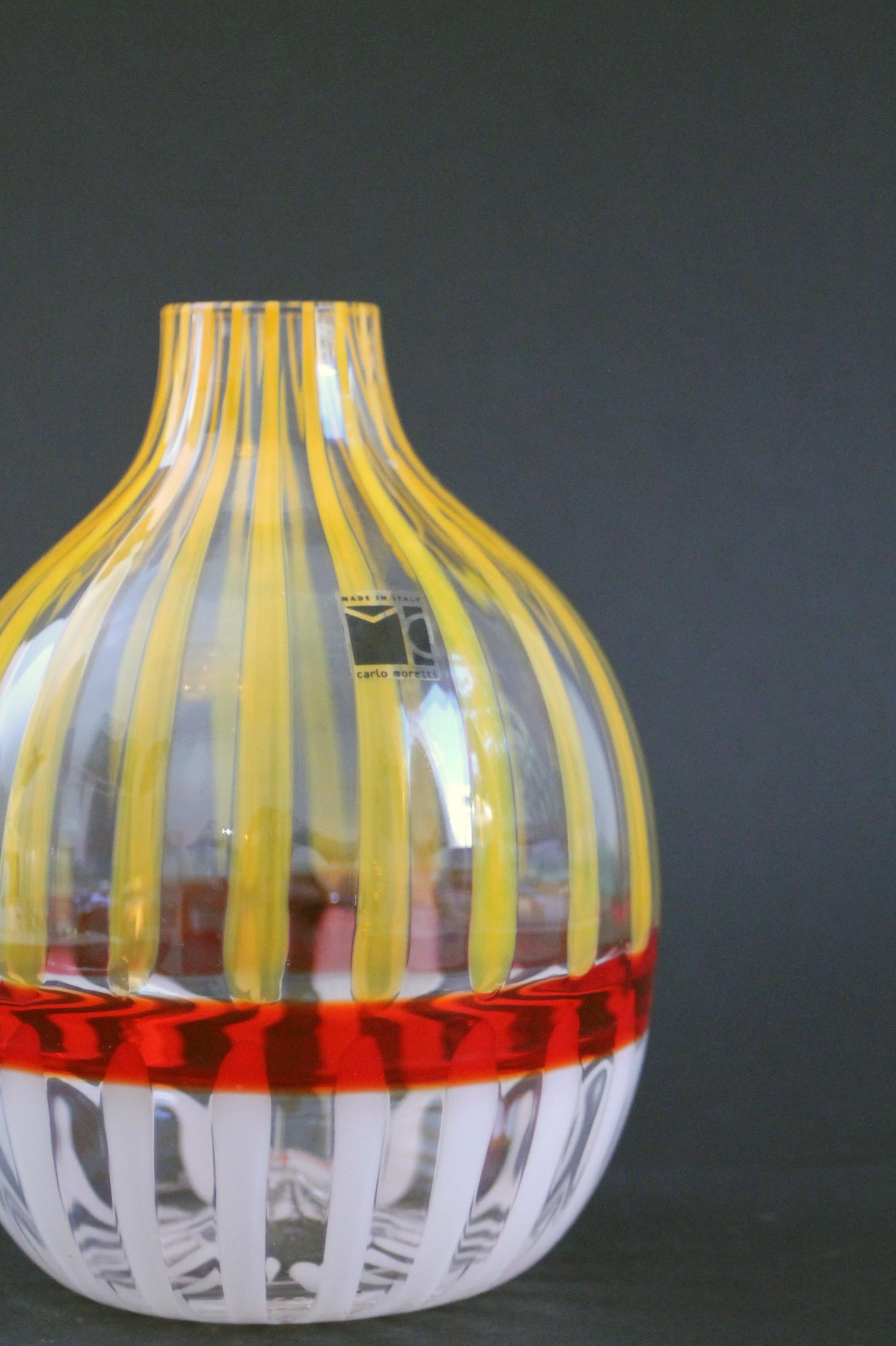 Carlo Moretti  Vase aus Murano-Glas (17x13x13cm)  Modernes Retro-Dekor aus der Mitte des Jahrhunderts! im Angebot 2