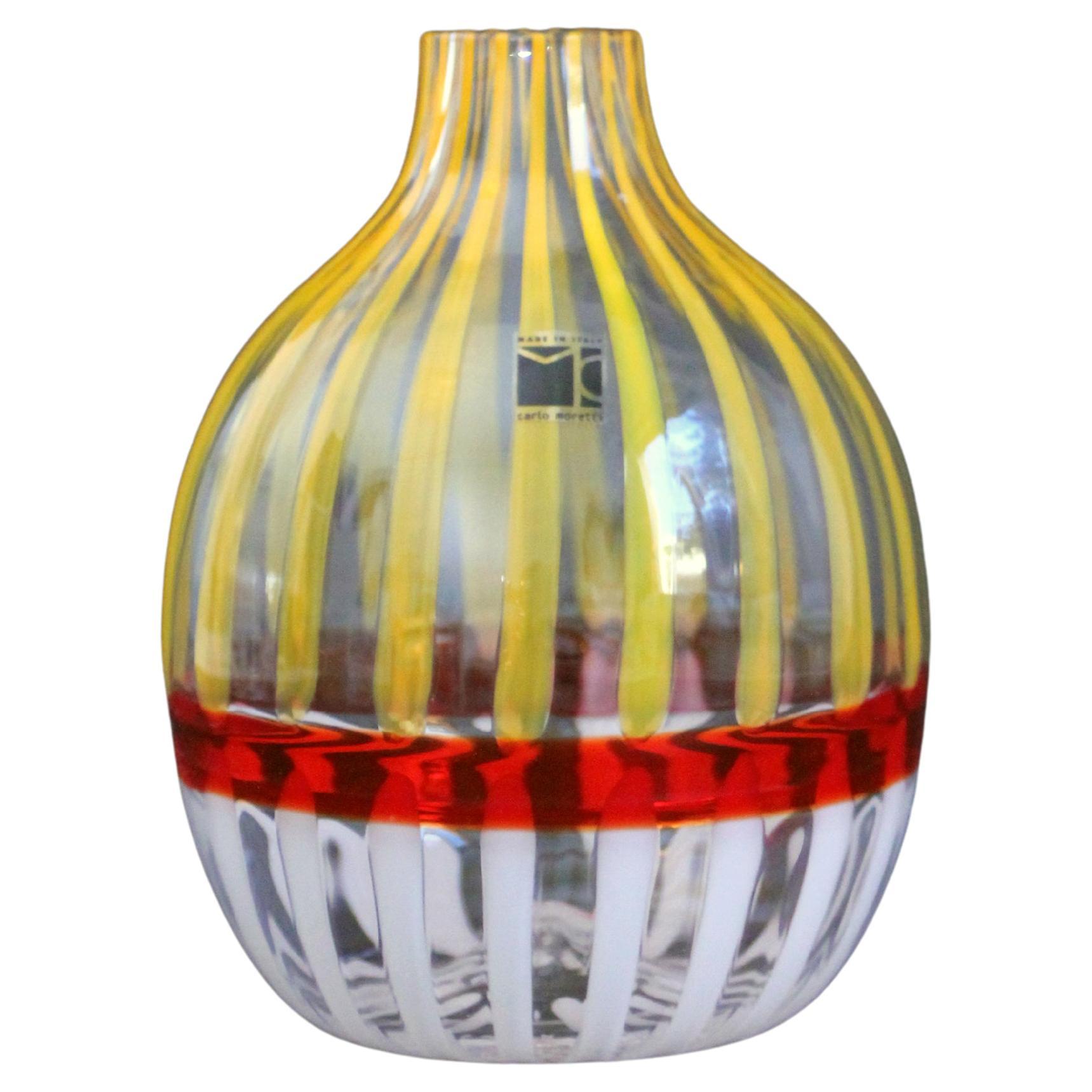 Carlo Moretti  Vase aus Murano-Glas (17x13x13cm)  Modernes Retro-Dekor aus der Mitte des Jahrhunderts! im Angebot