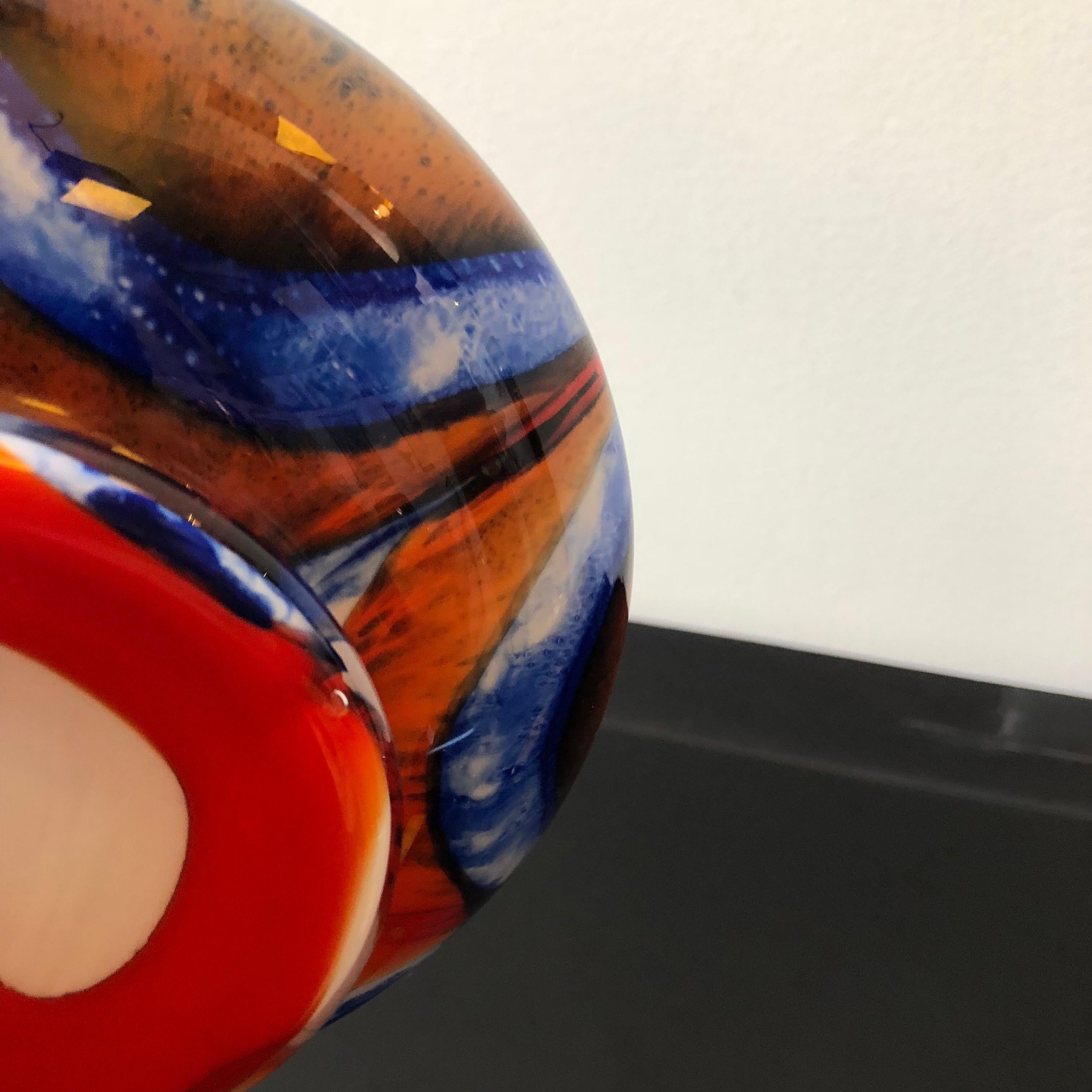 Carlo Moretti Red and Blue Murano Glass Italian Vase by Opaline Florence, 1970 2