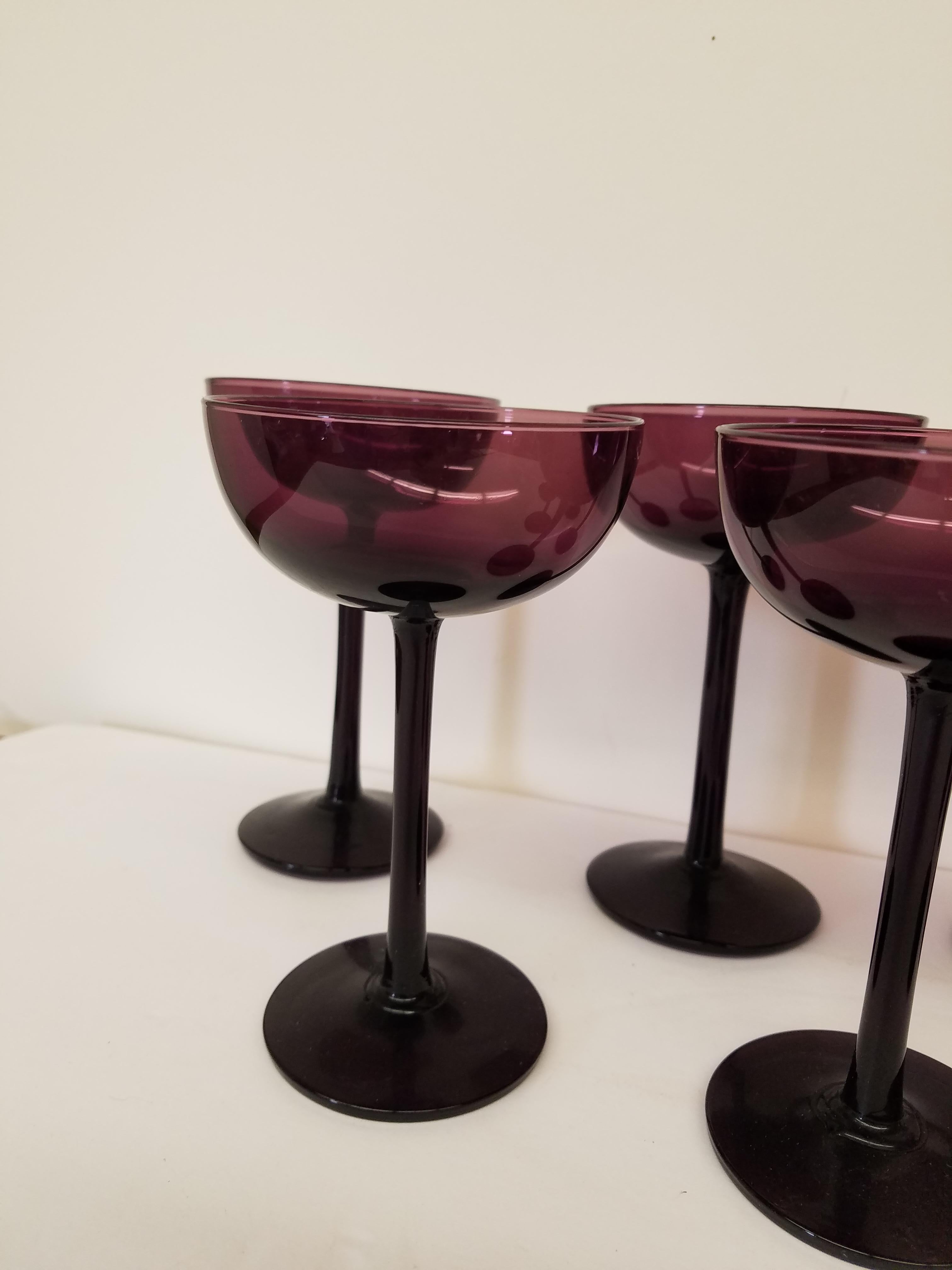 Mid-Century Modern Carlo Moretti Set of 10 Amethyst Glass Champagne Coupes
