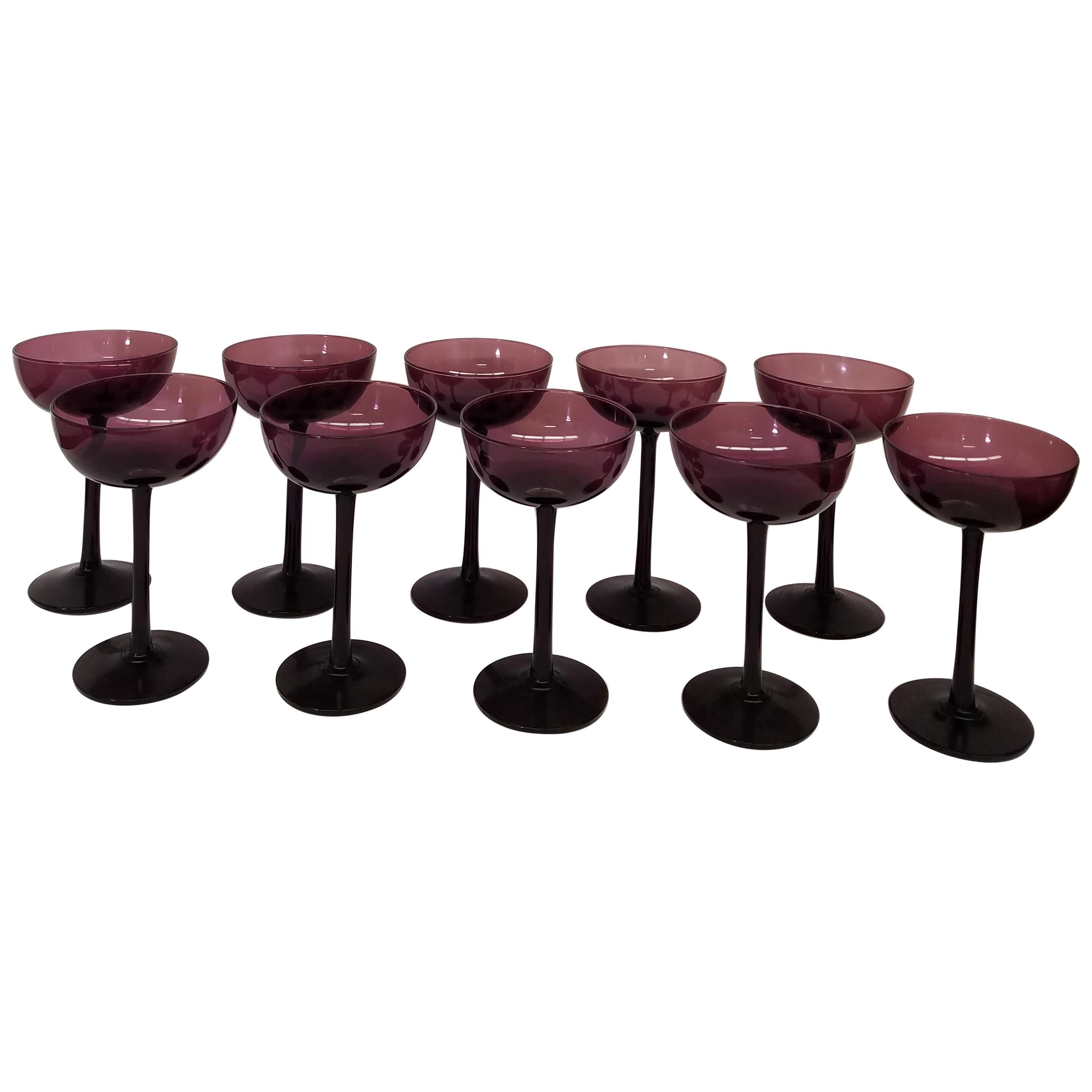 Carlo Moretti Set of 10 Amethyst Glass Champagne Coupes