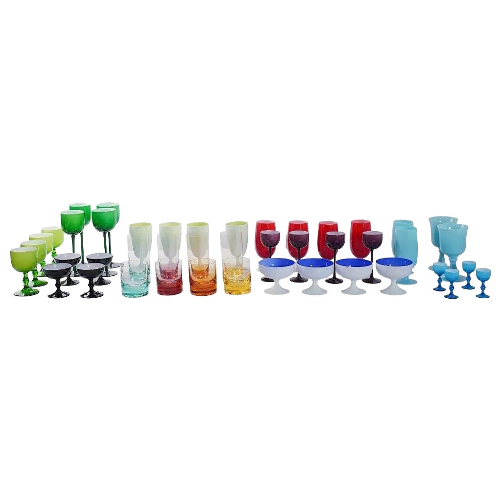 Carlo Moretti Set of Murano Colorful Barware Drinking Glass Set ~ 44pcs For Sale