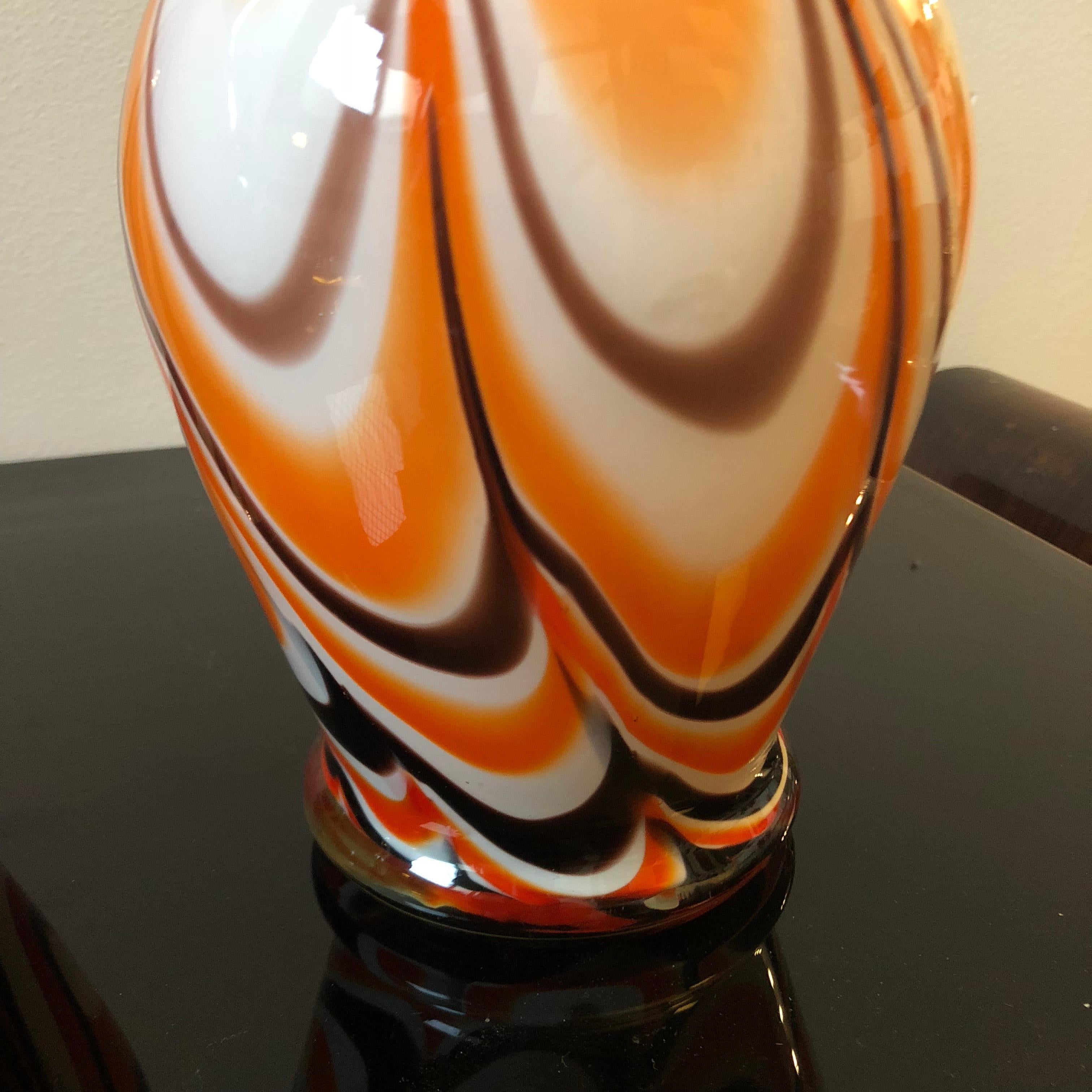Mid-Century Modern Carlo Moretti set of two Italian Murano Glass Vases for Opaline Florence 1970