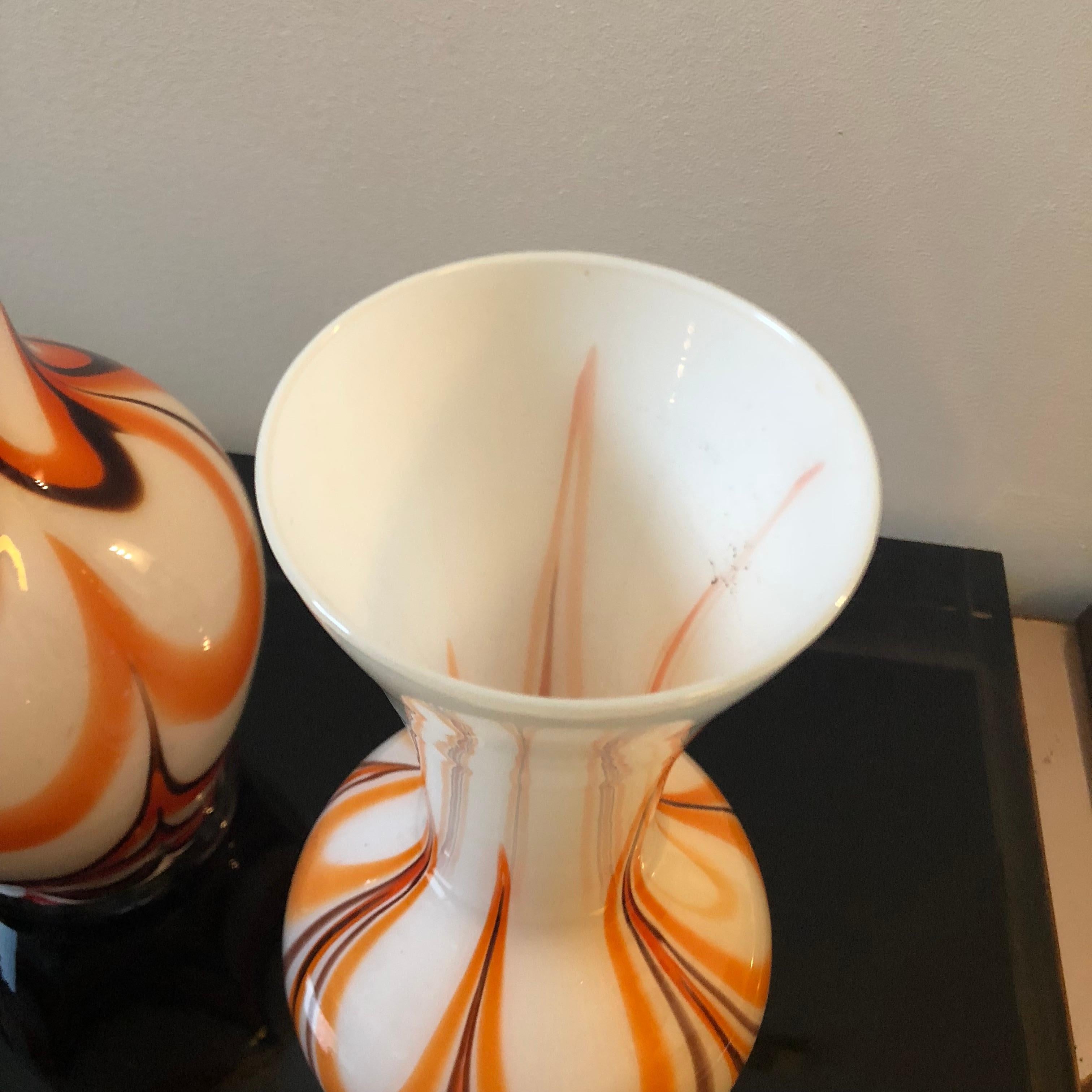 Carlo Moretti set of two Italian Murano Glass Vases for Opaline Florence 1970 In Excellent Condition In Aci Castello, IT