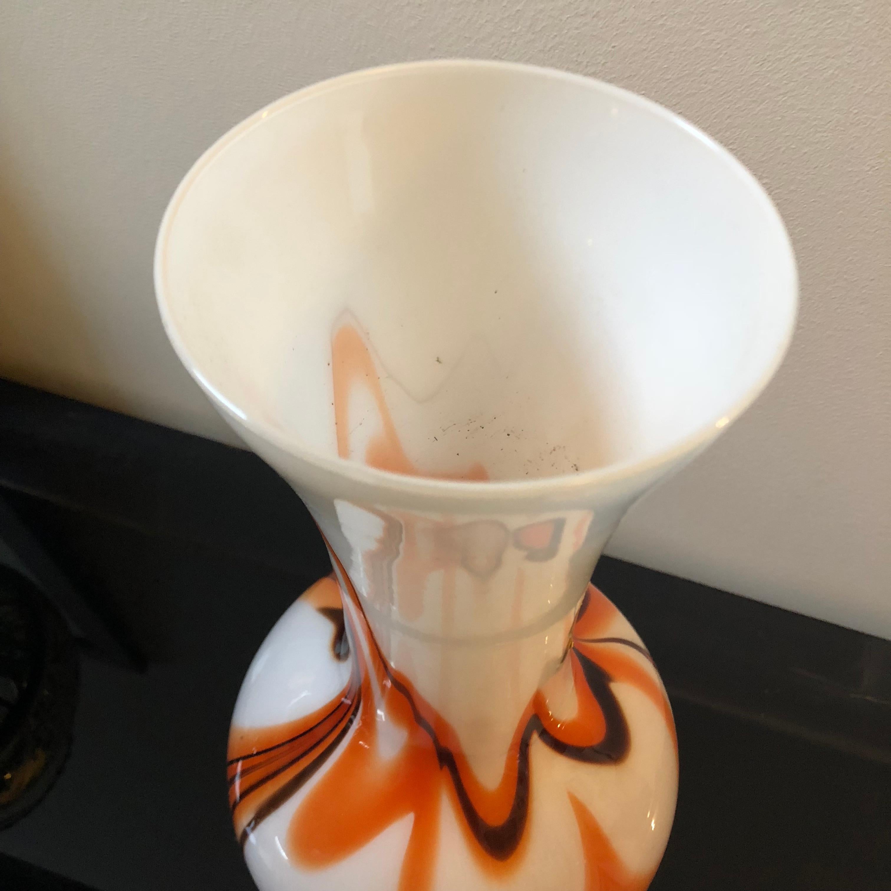 20th Century Carlo Moretti set of two Italian Murano Glass Vases for Opaline Florence 1970