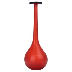 Carlo Moretti Soliflor Glass Vase Red Scavo Etched Murano Studio Art Glass 