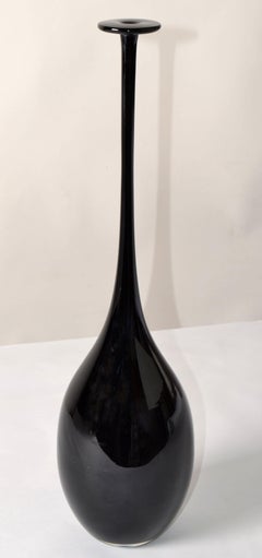Carlo Moretti Style Blown Dark Blue Art Glass Bud Vase Mid-Century Modern Italy