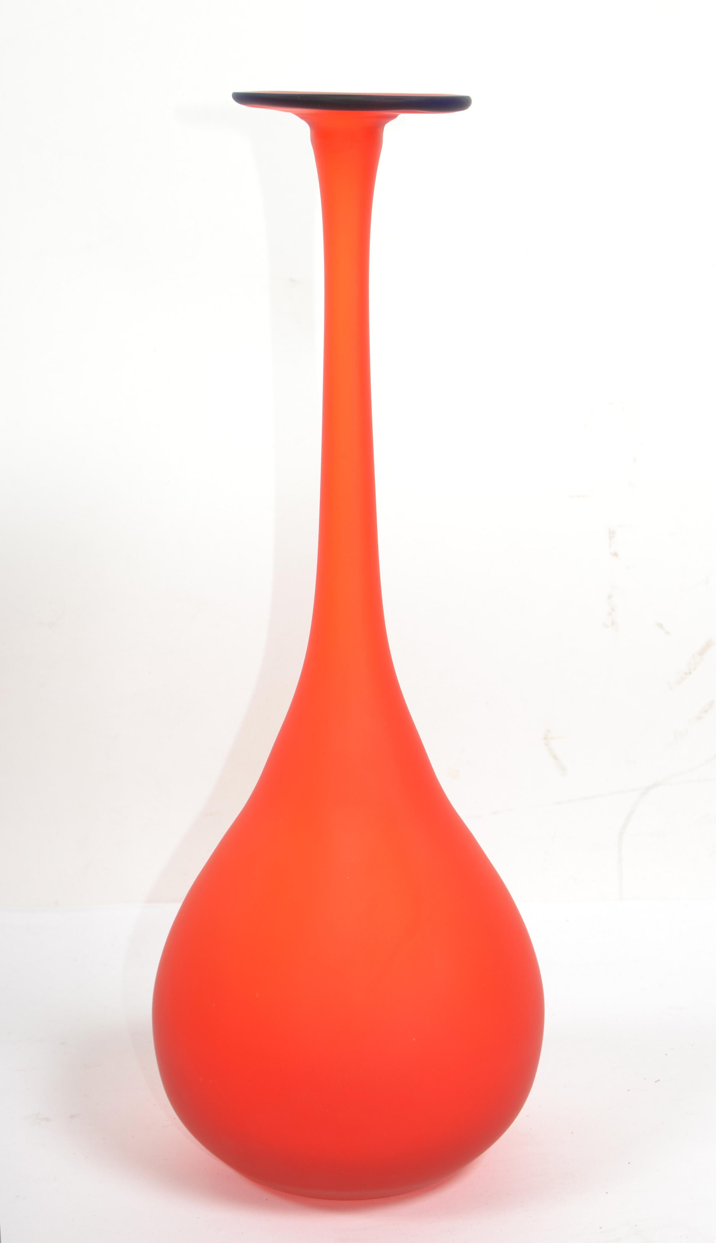 Mid-Century Modern Carlo Moretti Style Italian Translucent Red & Blue Satin Glass Bud Vase Vessel For Sale