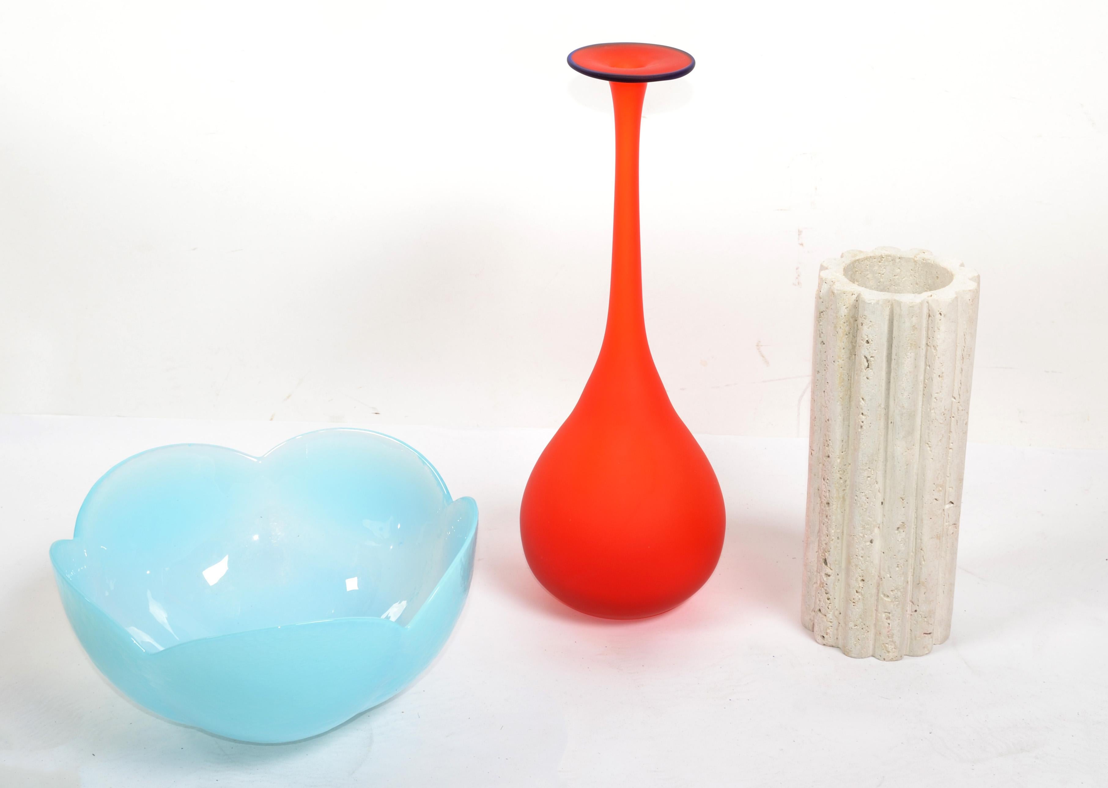 Carlo Moretti Style Italian Translucent Red & Blue Satin Glass Bud Vase Vessel For Sale 2